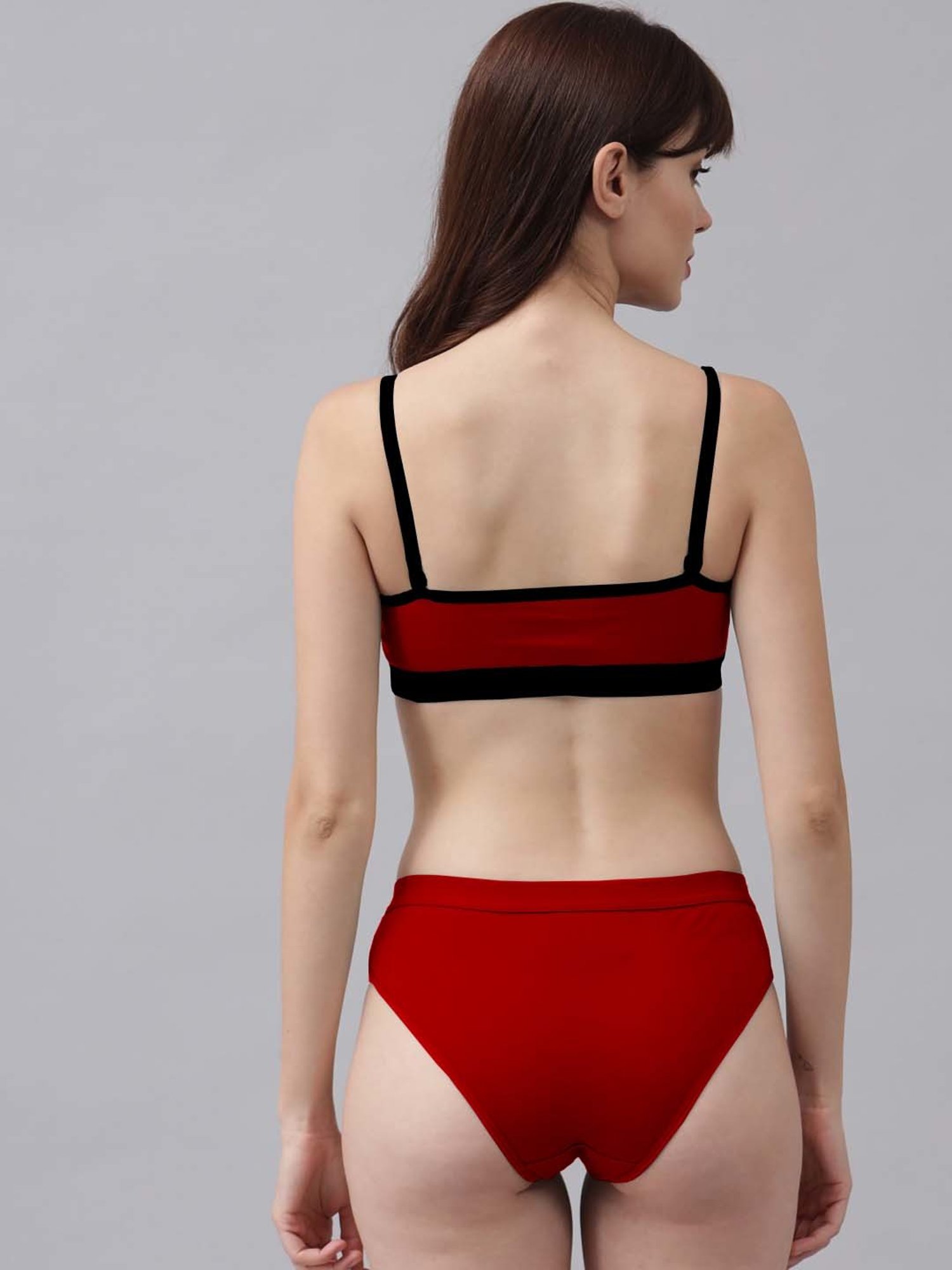 mod & shy Black Self Pattern Lingerie Set