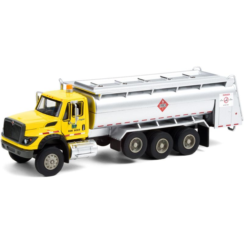 2018 International WorkStar Tanker Truck Yellow and Silver "PennDOT" "S.D. Trucks" Series 12 1/64 Diecast Model by Greenlight