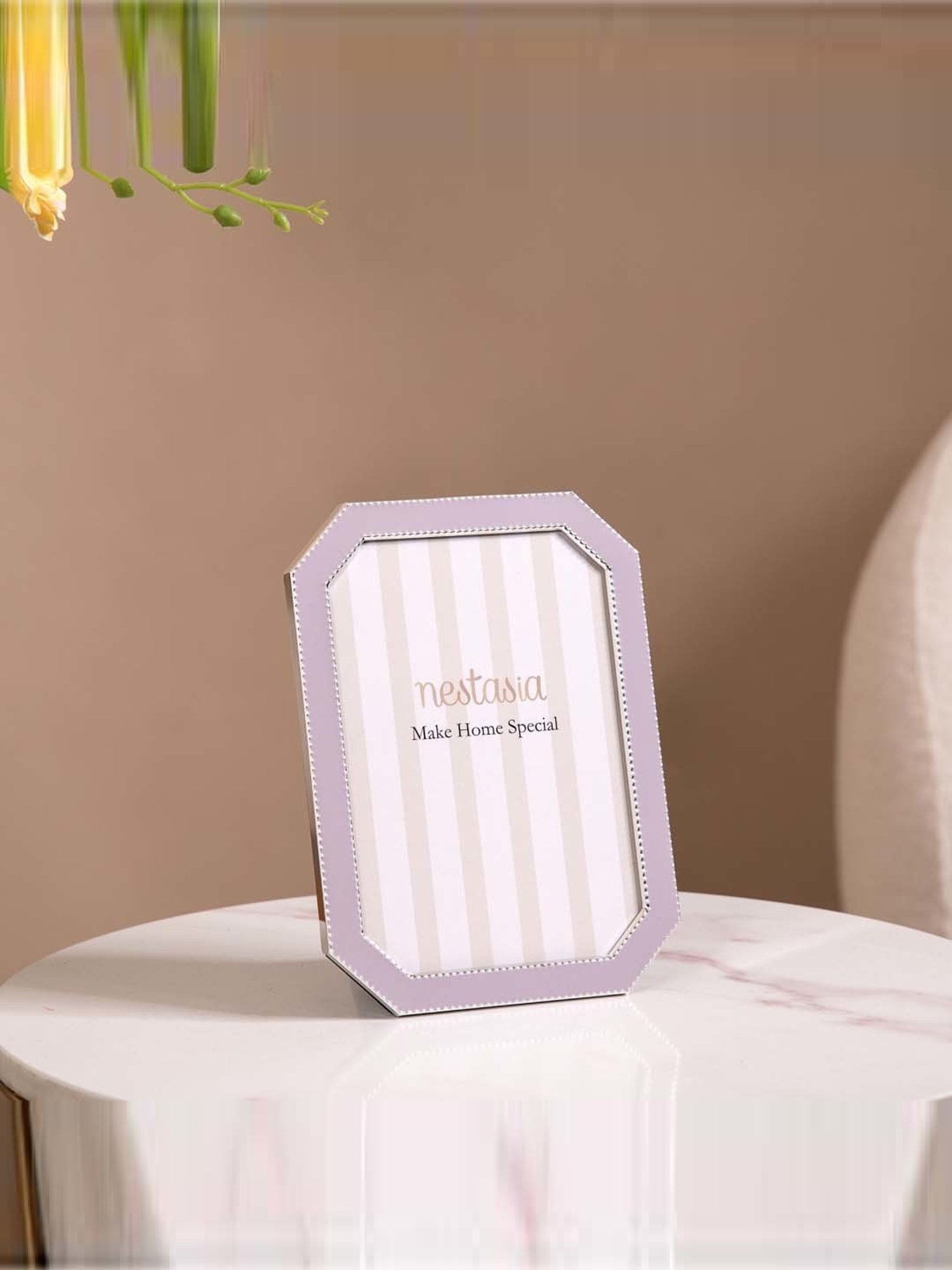 Nestasia Octagon Shaped Lavender Border Metal Photo Frame Set Of 2