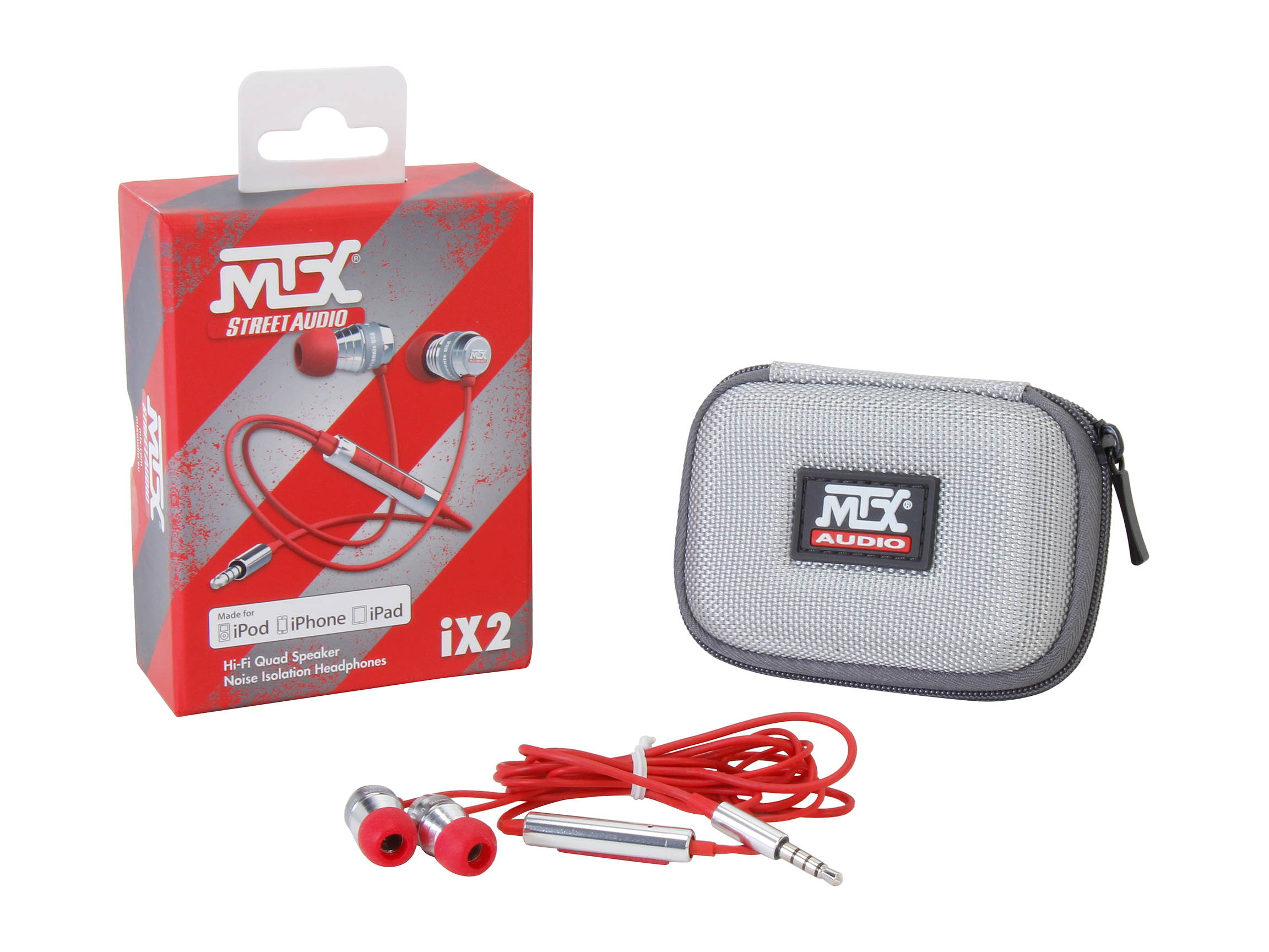 MTX StreetAudio Red iX2 - Red In Ear Acoustic Monitor Earbuds