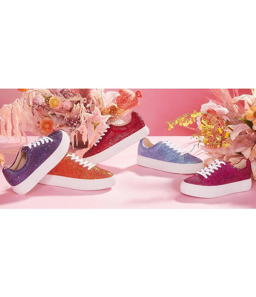 Blue by Betsey Johnson Sidny Rhinestone Embellished Platform Lace-Up Sneakers