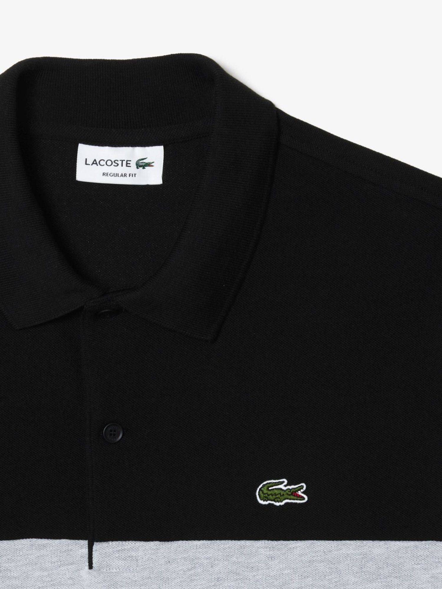Lacoste Black Cotton Regular Fit Logo Printed Polo T-Shirt