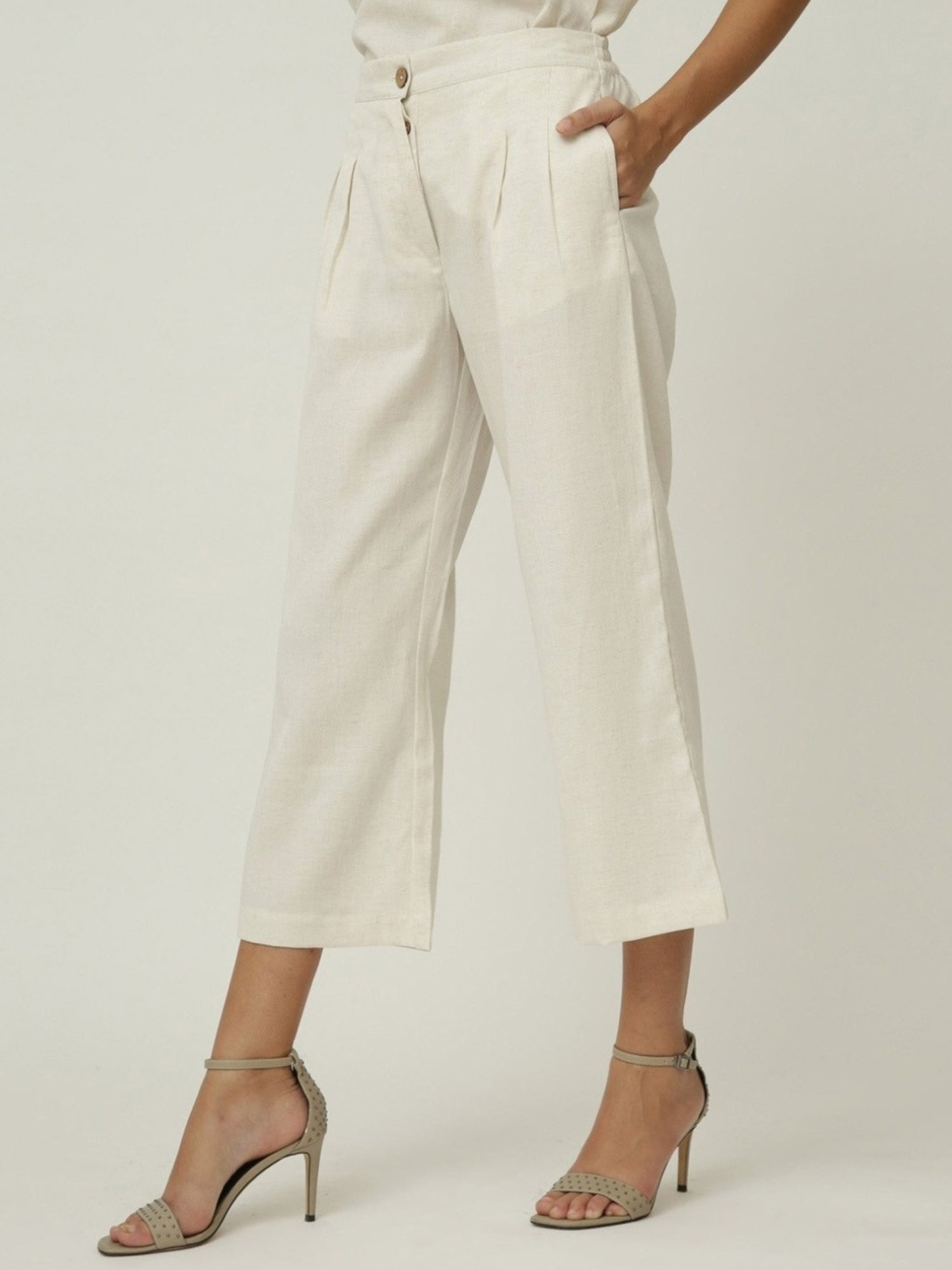 Saltpetre Classic Linen Coffee Brown Overlay & Cream Wide Leg Trouser Coord Set