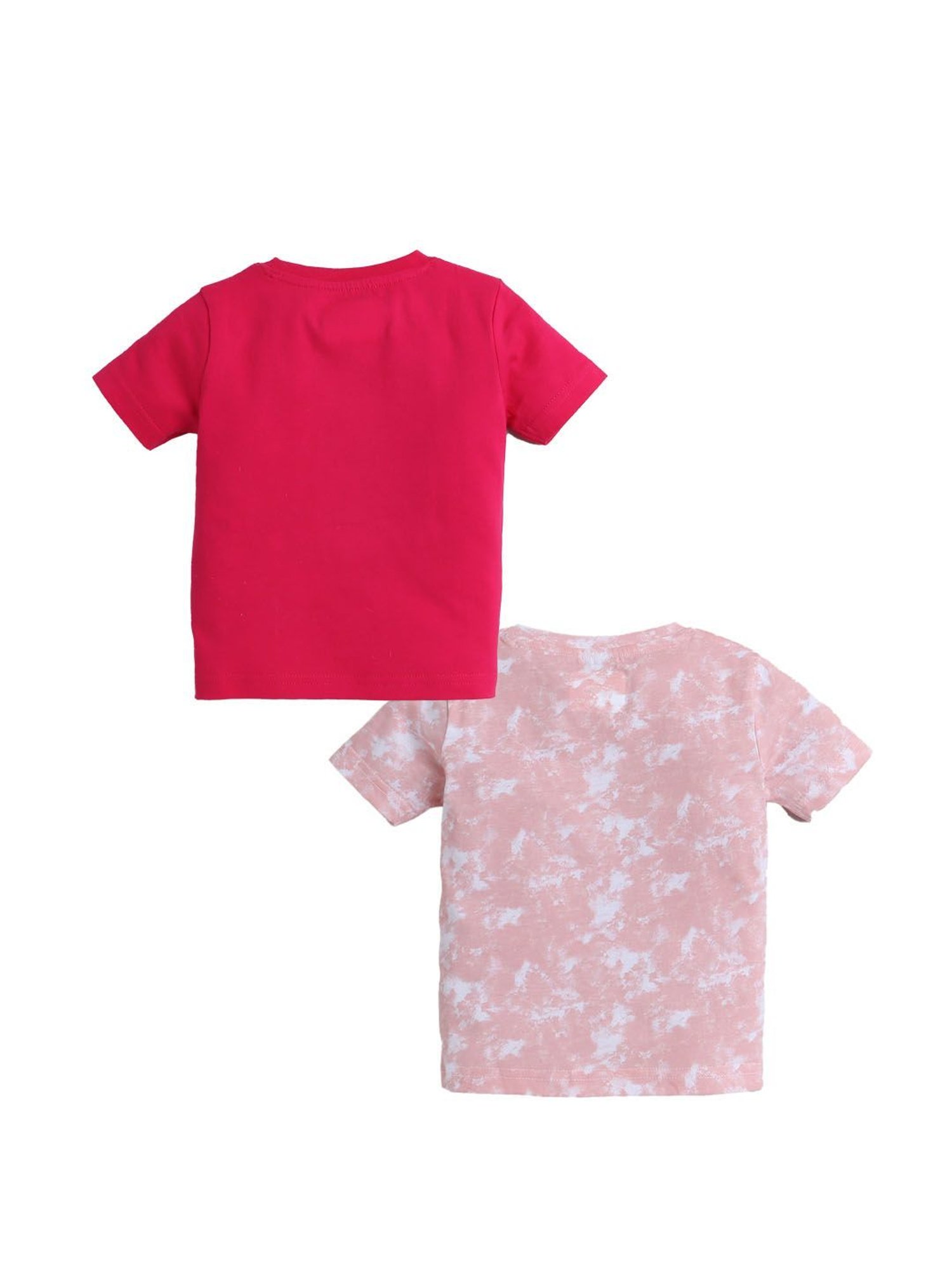 Bumzee Kids Peach & Pink Printed T-Shirts (Pack Of 2)