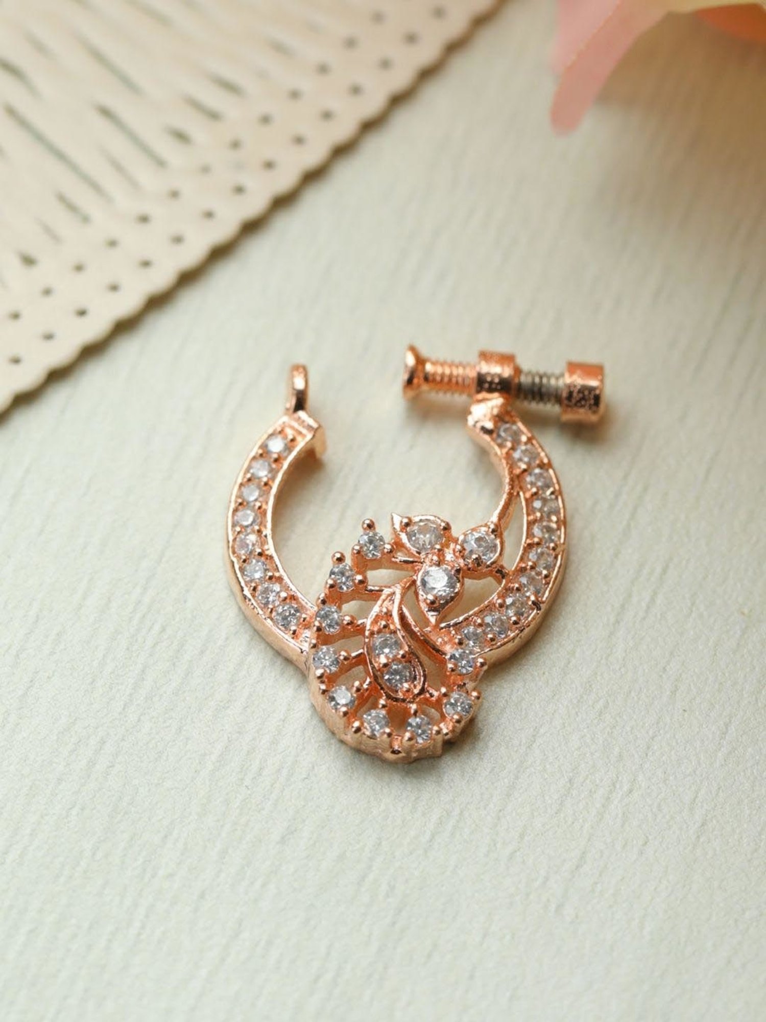 Priyaasi Floral Rose Gold Nose Ring