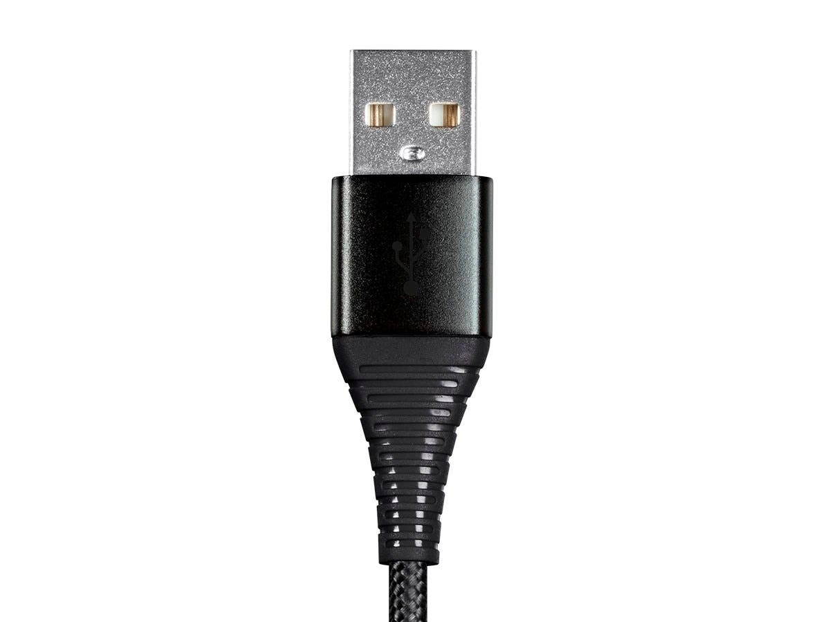 Monoprice USB 2.0 Type C to Type A Charge & Sync Cable - 1.5 Feet - Black | Nylon-Braid, Durable, Kevlar-Reinforced - AtlasFlex Series