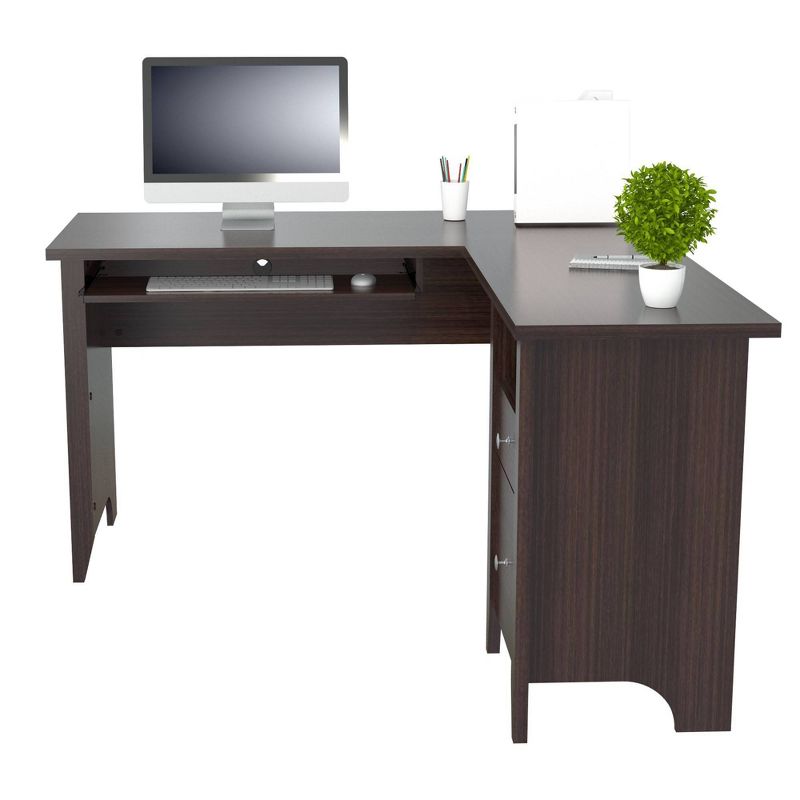 L Shaped Computer Writing Desk Espresso - Inval