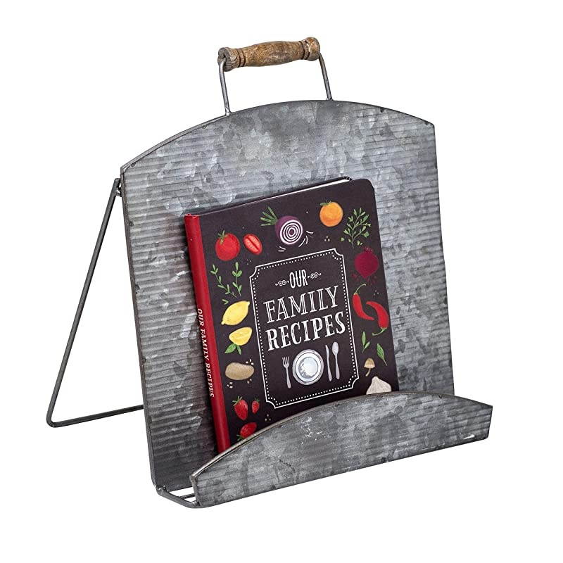 Urban Farmhouse Industrial Cookbook and Tablet Holder Galvenized Metal