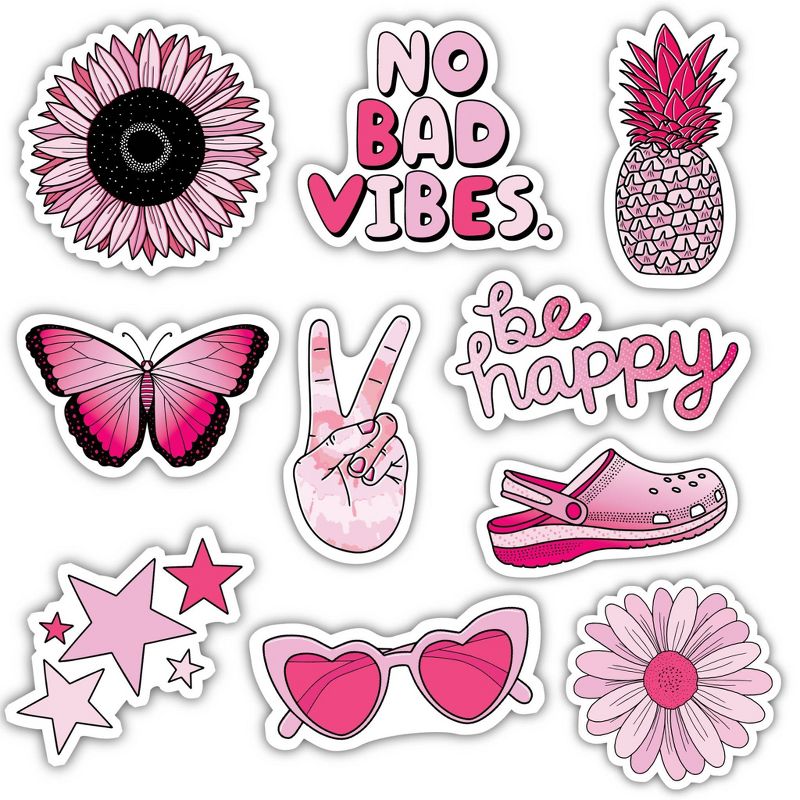 Big Moods Aesthetic Sticker Pack 10pc - Pink