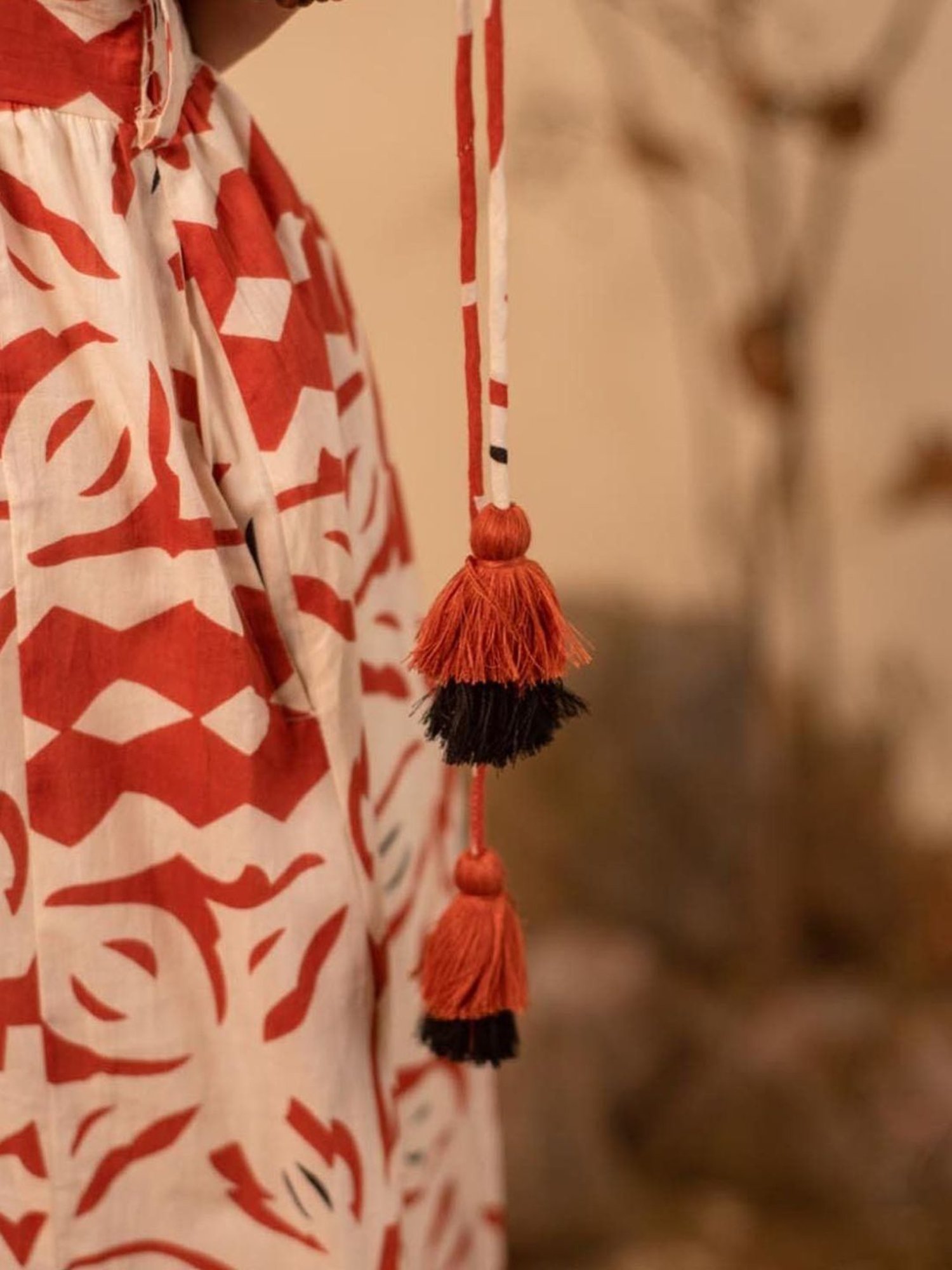 LABEL REYYA Beige & Rust Tribal Jumpsuit