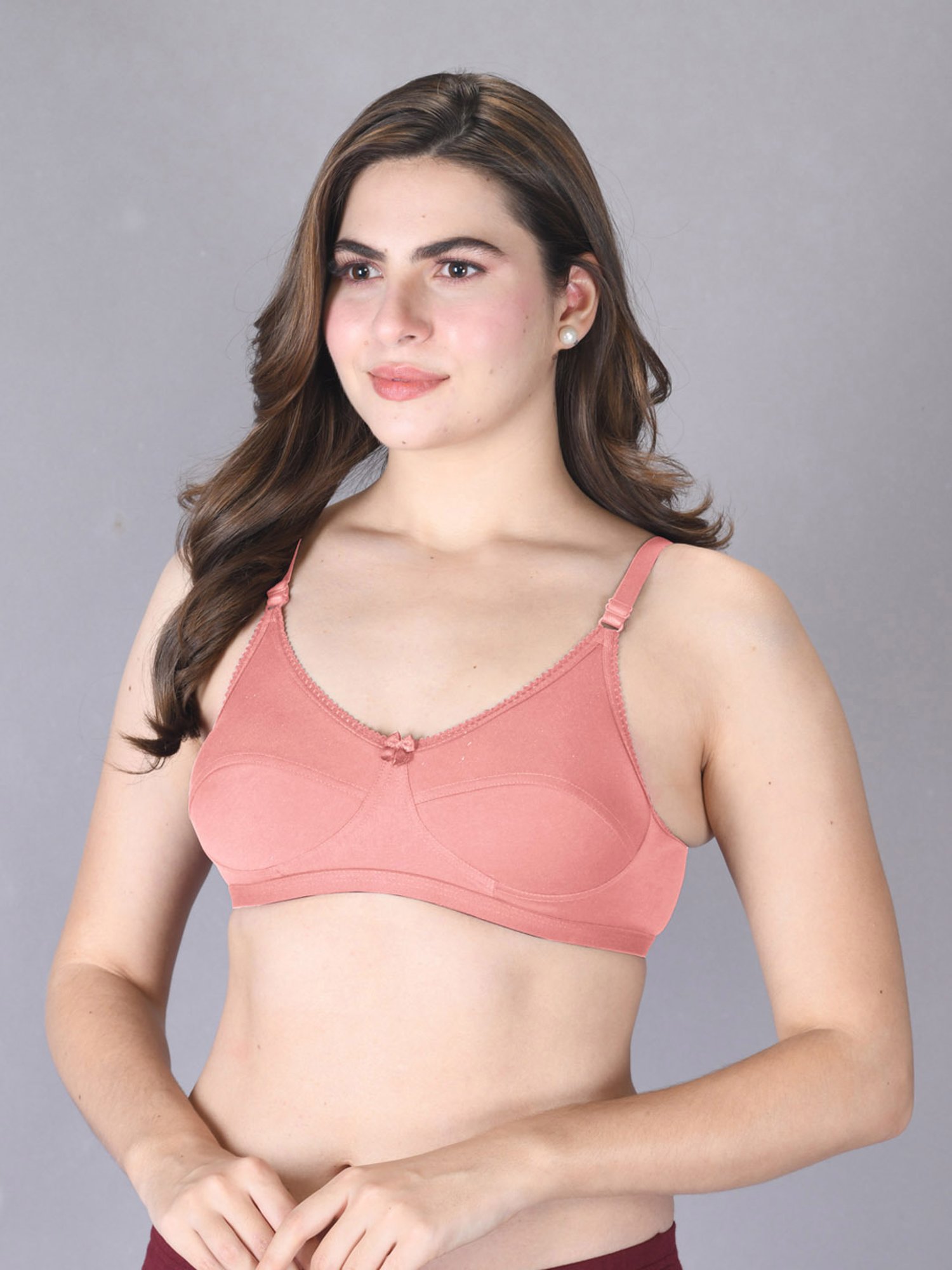 Lux Venus Peach Full Coverage Non-Wired Bra With Adjustable Strap - Pack of 2