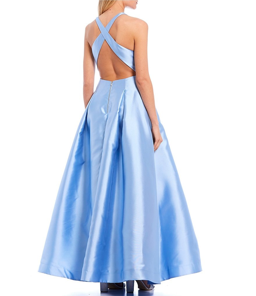 Sequin Hearts Sleeveless X-Back Mikado Ball Gown