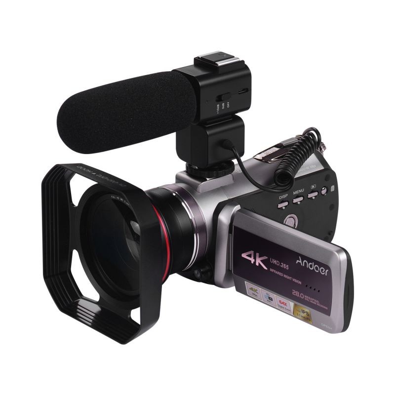 Andoer HDV-AZ50 Portable Real 4K 30FPS WiFi Digital Video Camera Camcorder 3.1 Inch IPS Touchscreen 64X Digital Zoom IR Night Vision Camcorder with Camera Battery 0.39X Super Wide Angle Lens CM-520