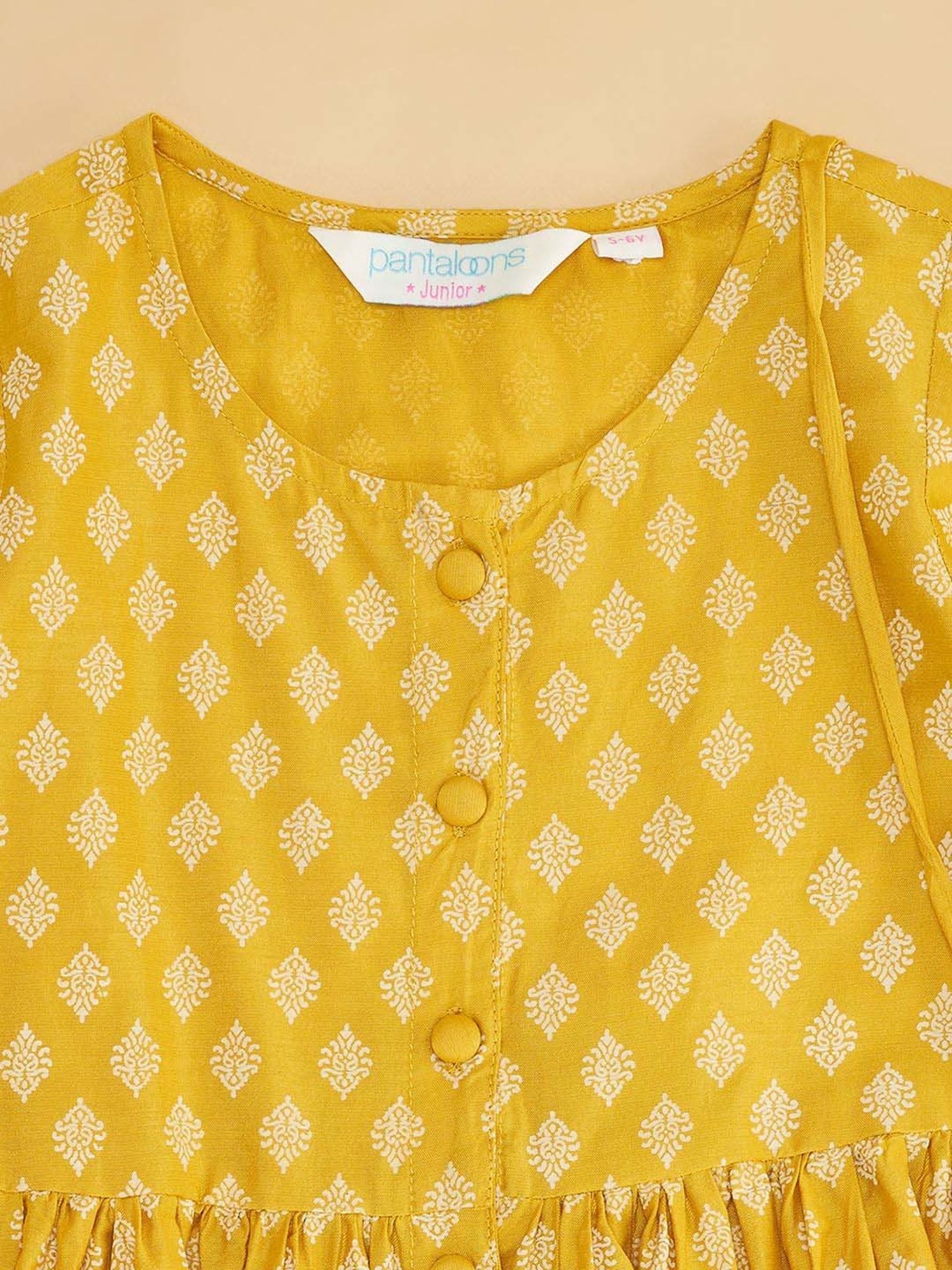 Akkriti by Pantaloons Kids Yellow Printed Dress