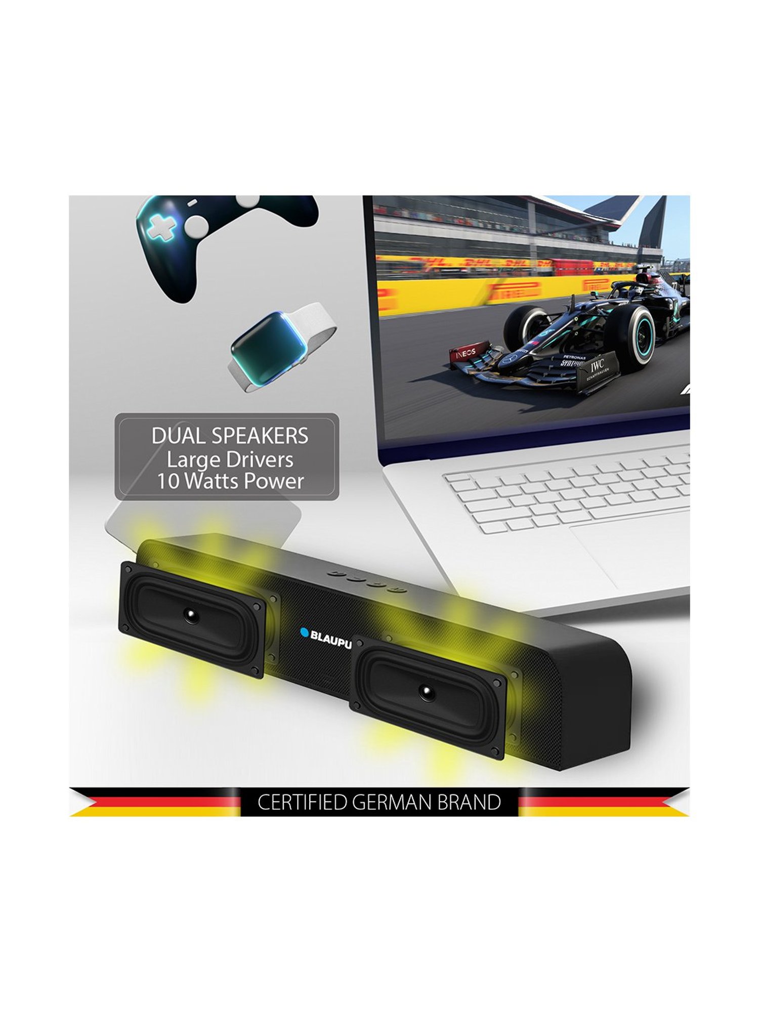 Portronics Decibel 24 | 10W Bluetooth Soundbar Speaker With In Built Mic (Black)