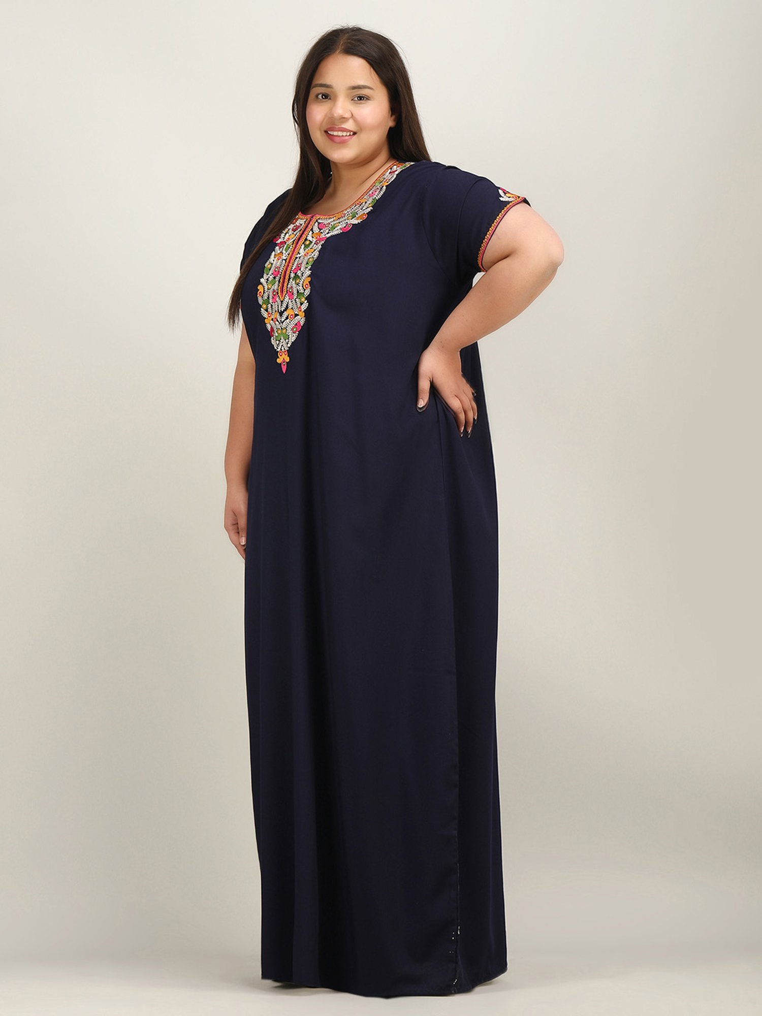 KOI SLEEPWEAR Navy Embroidered Night Gown