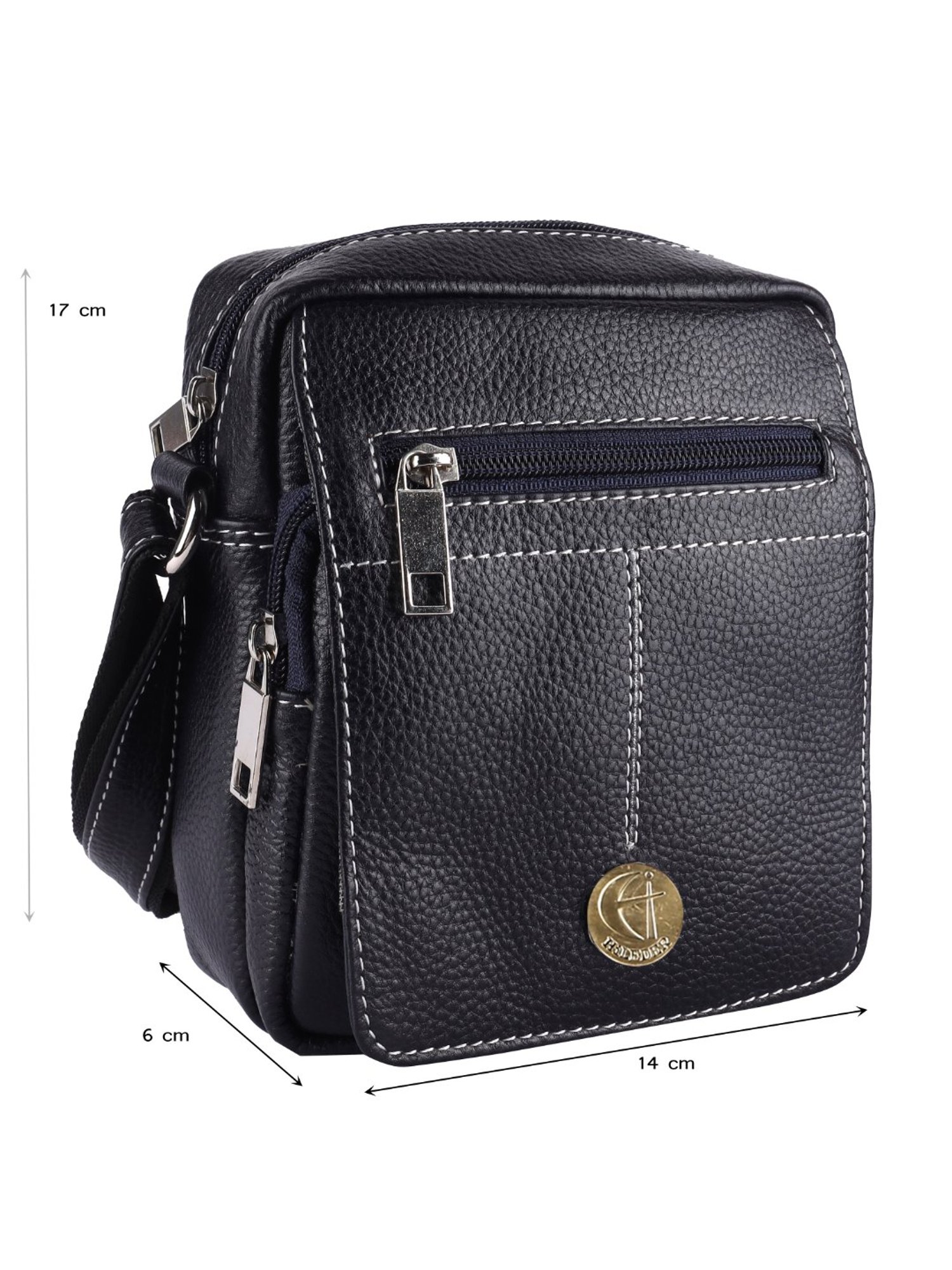 HiLEDER Pure Genuine Leather Messenger Shoulder Sling Cross Body Office Bag for Men and Women, Blue