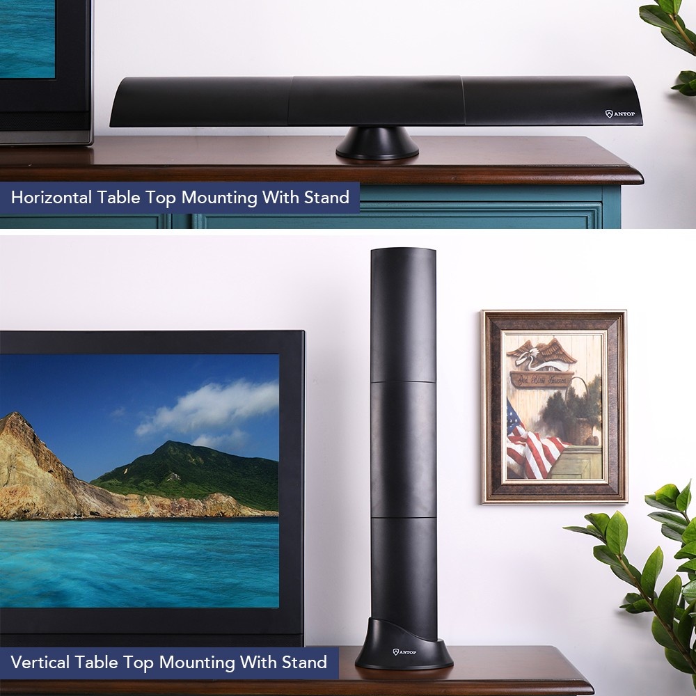 ANTOP AT-500SBS Black HD Smart BAR Amplified Indoor HDTV?FM Antenna with 80-Mile Range