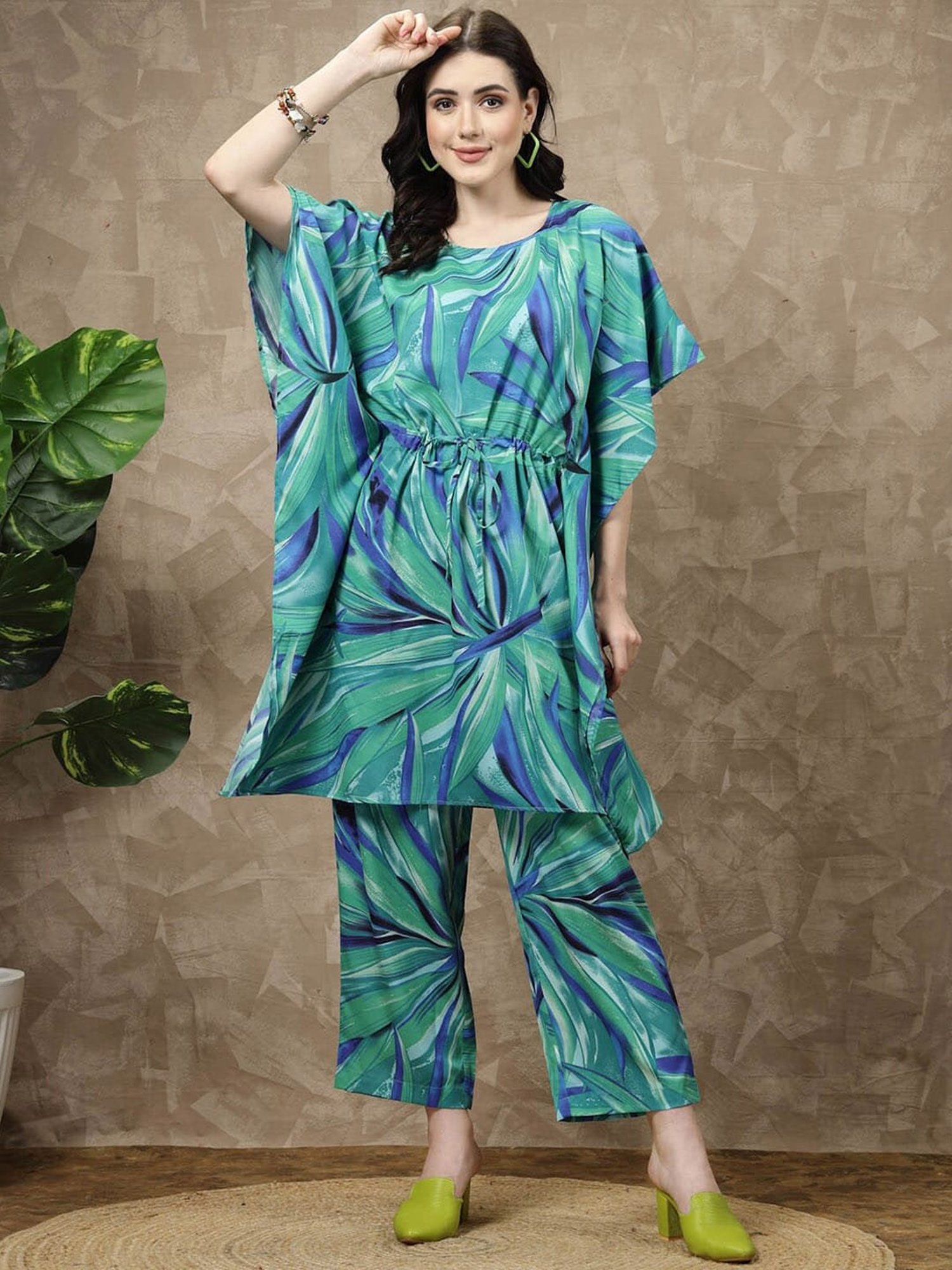 Melon by PlusS Green Printed Kaftan Pant Set
