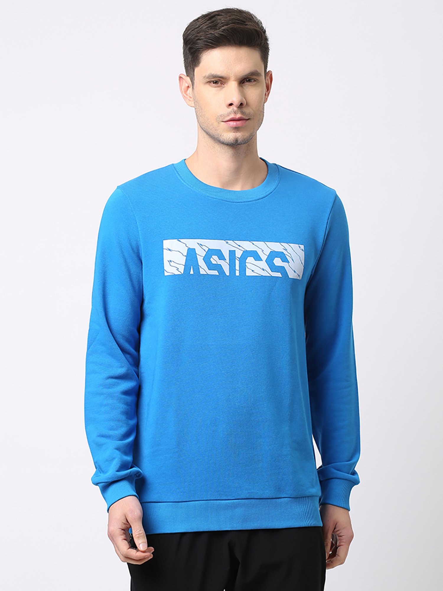 Asics Sky Blue Regular Fit Graphic Print Sweatshirt
