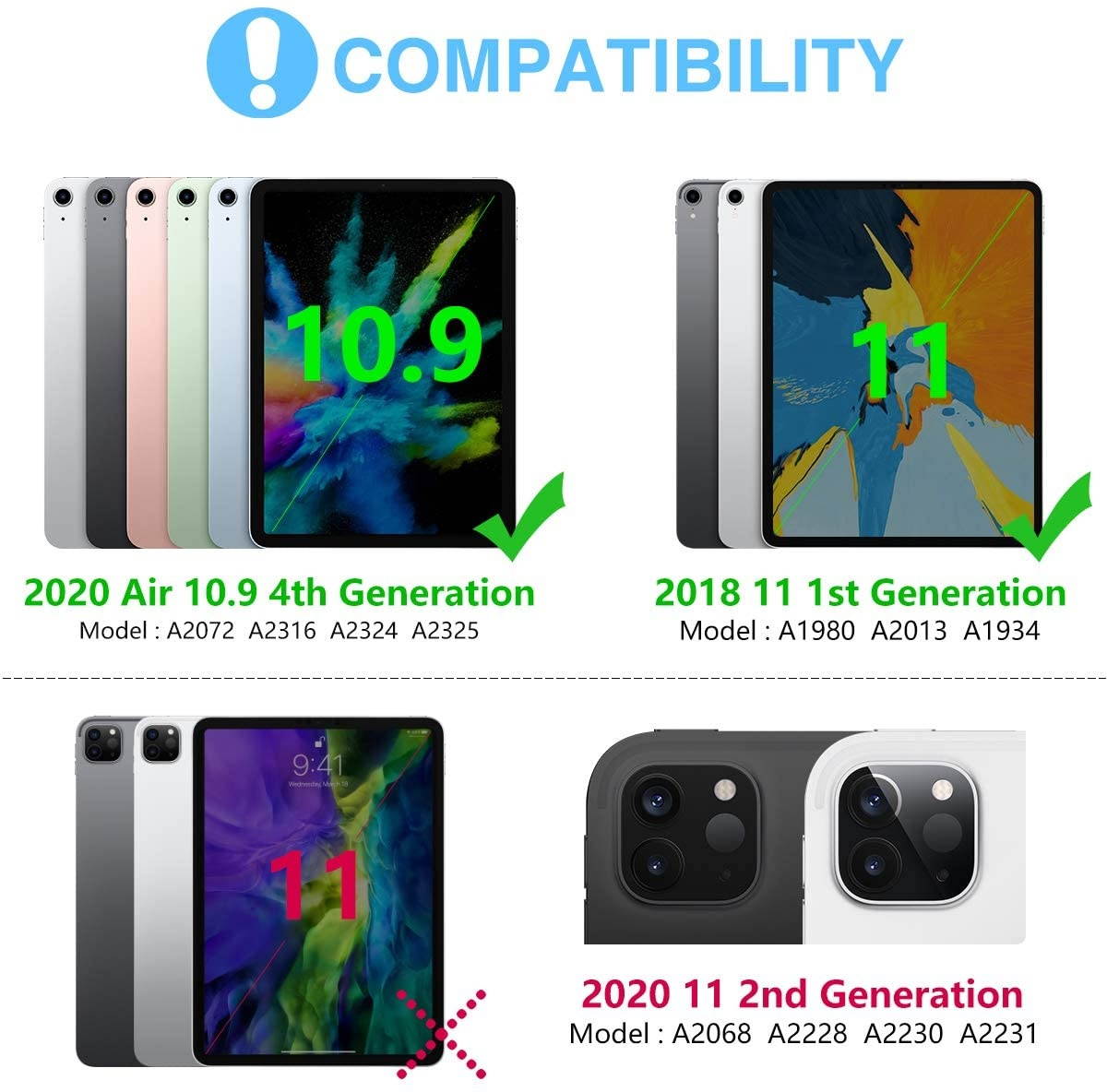 iPad Air 4 Keyboard Case (10.9-inch 2020) - Detachable Wireless Keyboard - Pencil Holder - Flip Stand Cover for iPad Pro 11 2018/iPad Air 4 10.9 Inch 2020 Blue