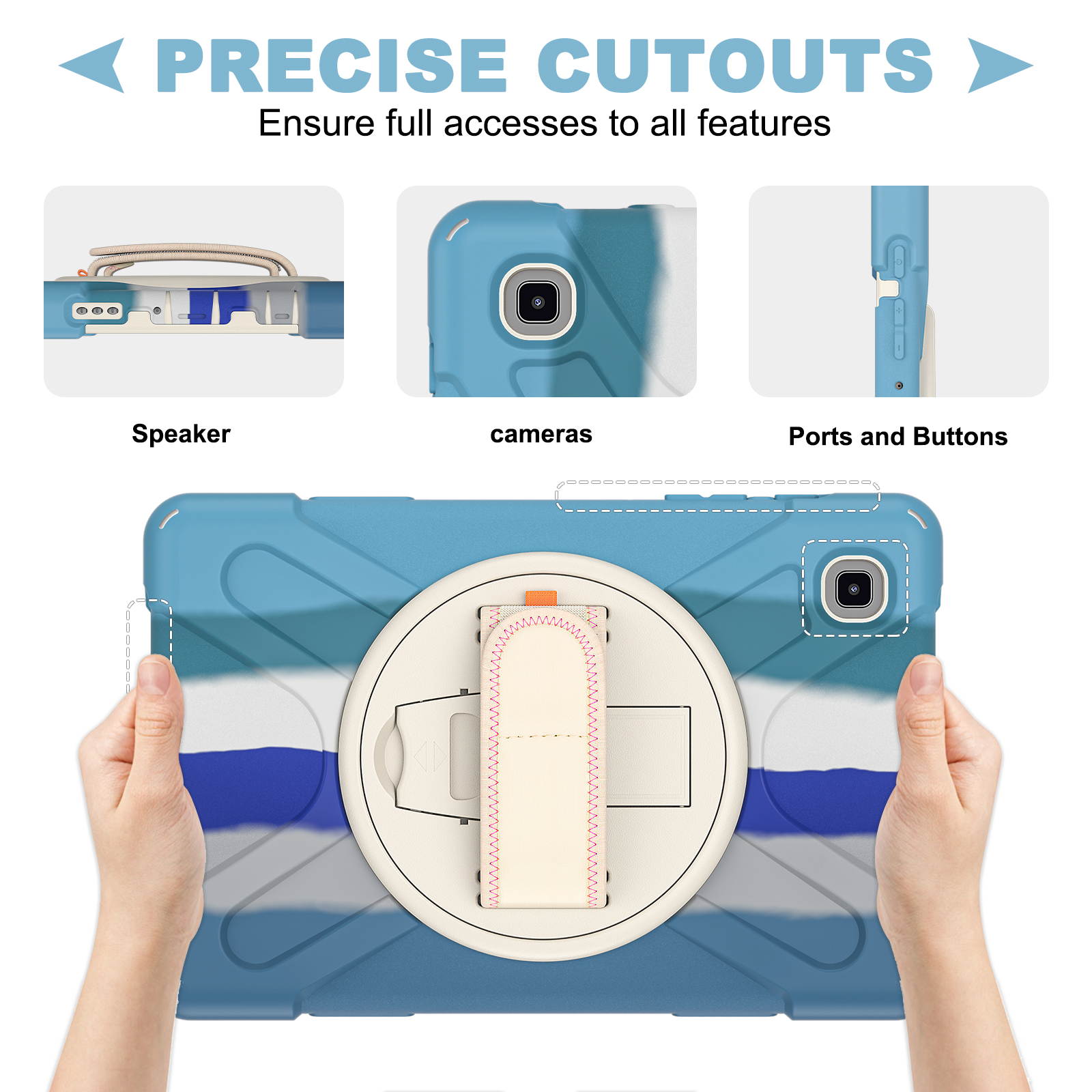 Galaxy Tab A7 Lite Case, Heavy Duty Rugged Shockproof Case with Adjustable Hand Strap, Carrying Shoulder Strap, Rotating Kickstand for Samsung galaxy Tab A7 Lite 8.7 inch 2021 Model SM-T220 SM-T225