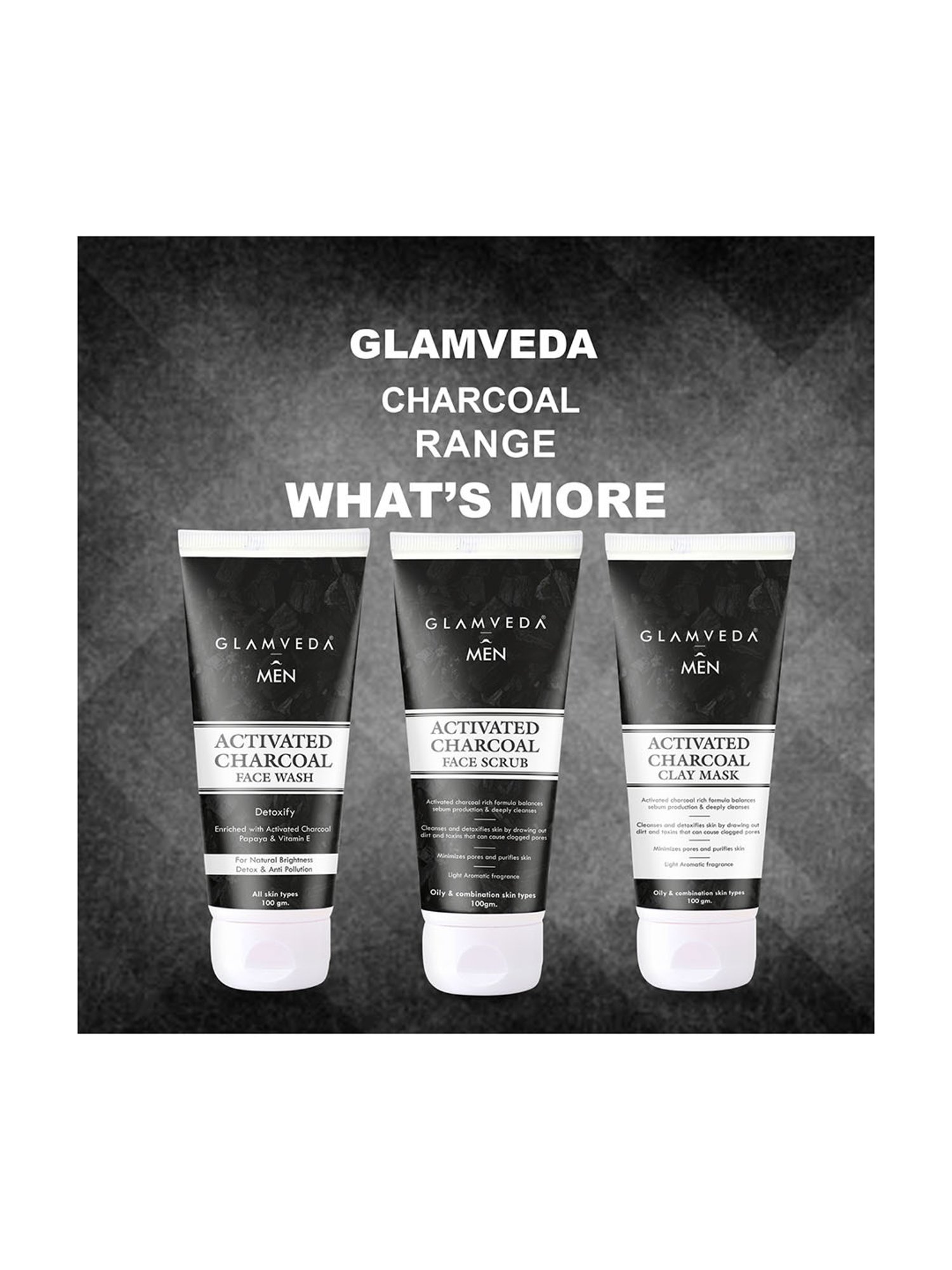Glamveda Men Activated Charcoal Detox Face Wash - 100 gm