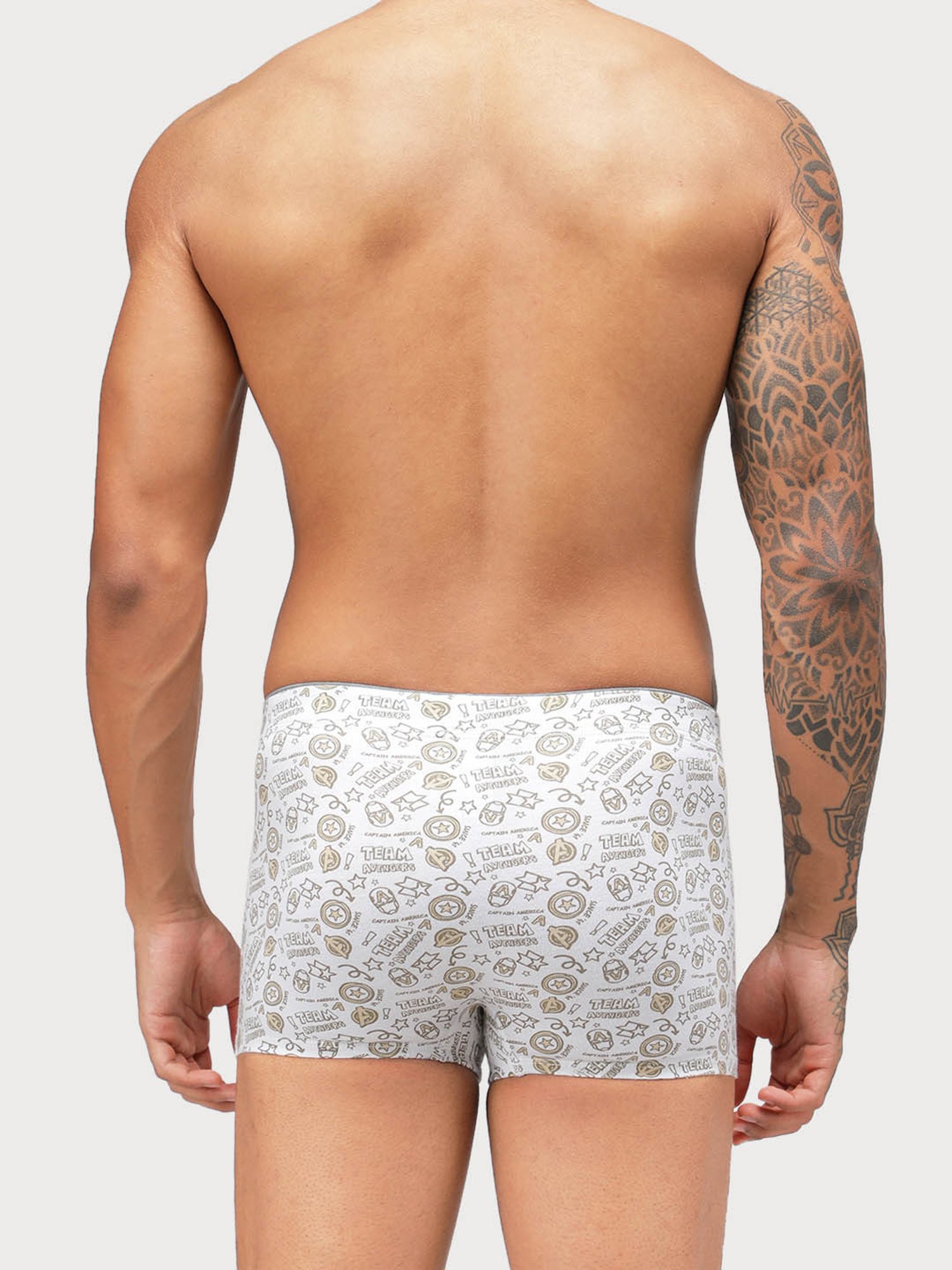 Zoiro White & Steel Grey Regular Fit Printed Trunks - Pack Of 2