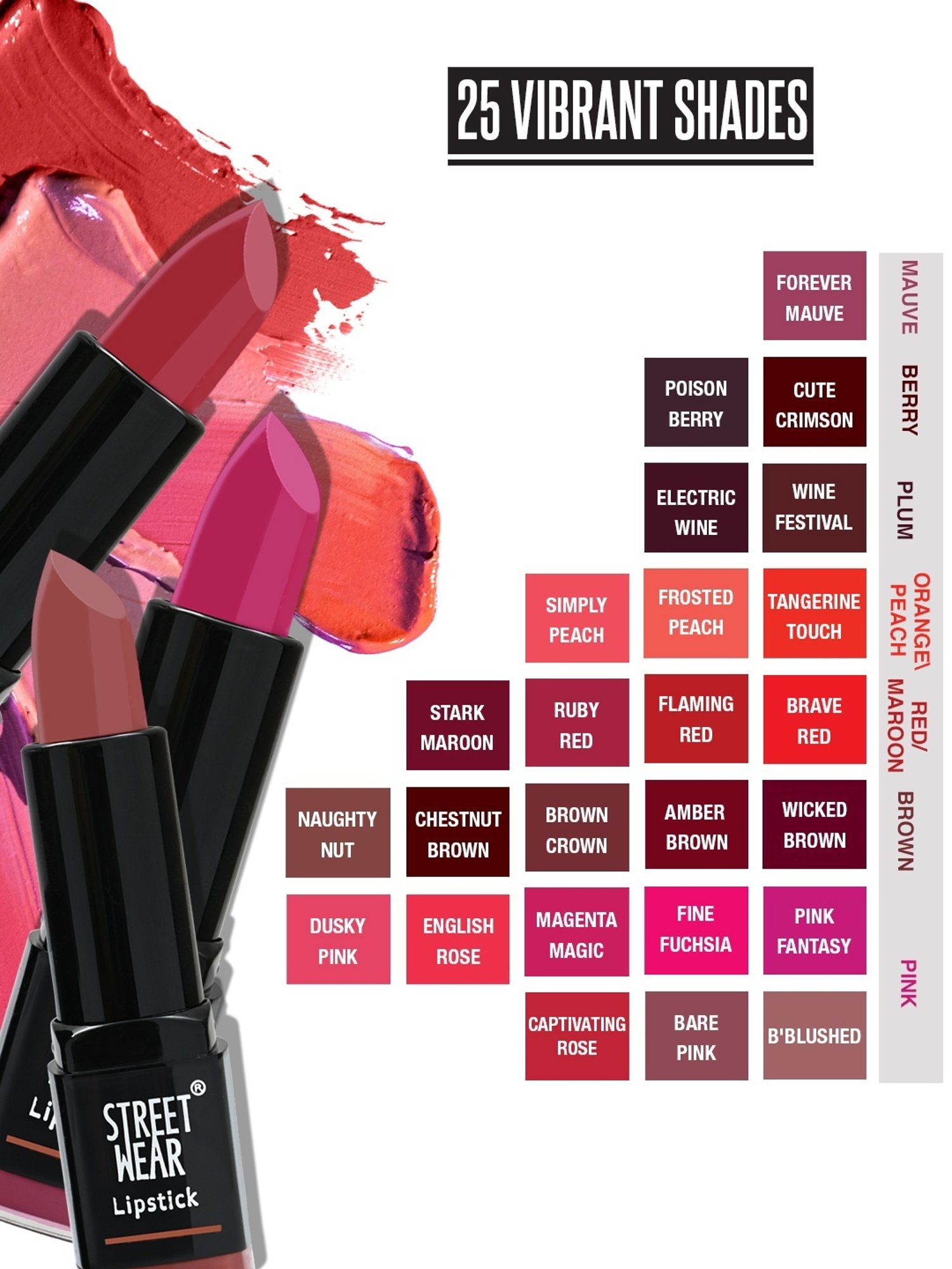 Street Wear Satin Smooth Lipstick Frosted Peach - 4.2 gm