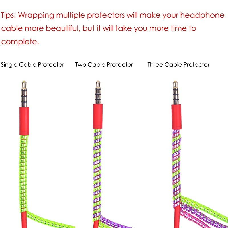 Cable Protector Wire Repair Pet Cord Protector Headphone Saver 8 Pc Spiral Cable Strain Relief Cable Wrap Tube Charger Cord Sleeve for iPhone Mac Lightning Cable USB Date Cable39ftpc