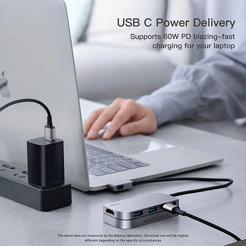 iPad Pro Docking Station, USB C Hub for iPad Pro,  Invisible 6 in 1 Dongle Adapter with 4K HDMI, 2 USB 3.0, USB-C PD 60W, 3.5mm Audio, Micro SD for iPad Pro 2018 2020, MacBook Pro and More