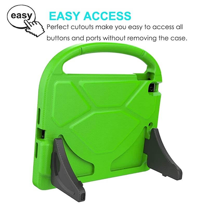 iPad 9.7 2018 2017 / Air 1/2 / Pro 9.7 Case for Kids -  Durable Shockproof Protective Handle Bumper Stand Cover with Screen Protector for iPad 9.7 inch 5th/6th Generation, Green