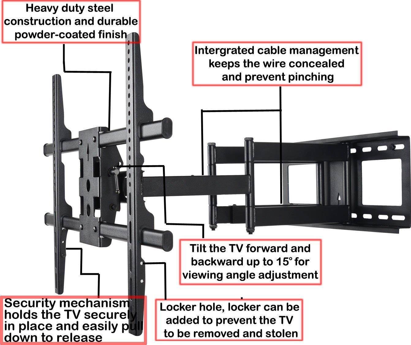 VideoSecu Extra Large Heavy Duty Steel Bracket TV Mount fits JVC 37" 42" 49" LT-43EM75 LT-49EM75 JLC37BC3002 JLC37BC3000 JLE37BC3001, JLC42BC3002, JLC42BC3000, JLE42BC3500, JLE42BC3001 LCD HDTV A37
