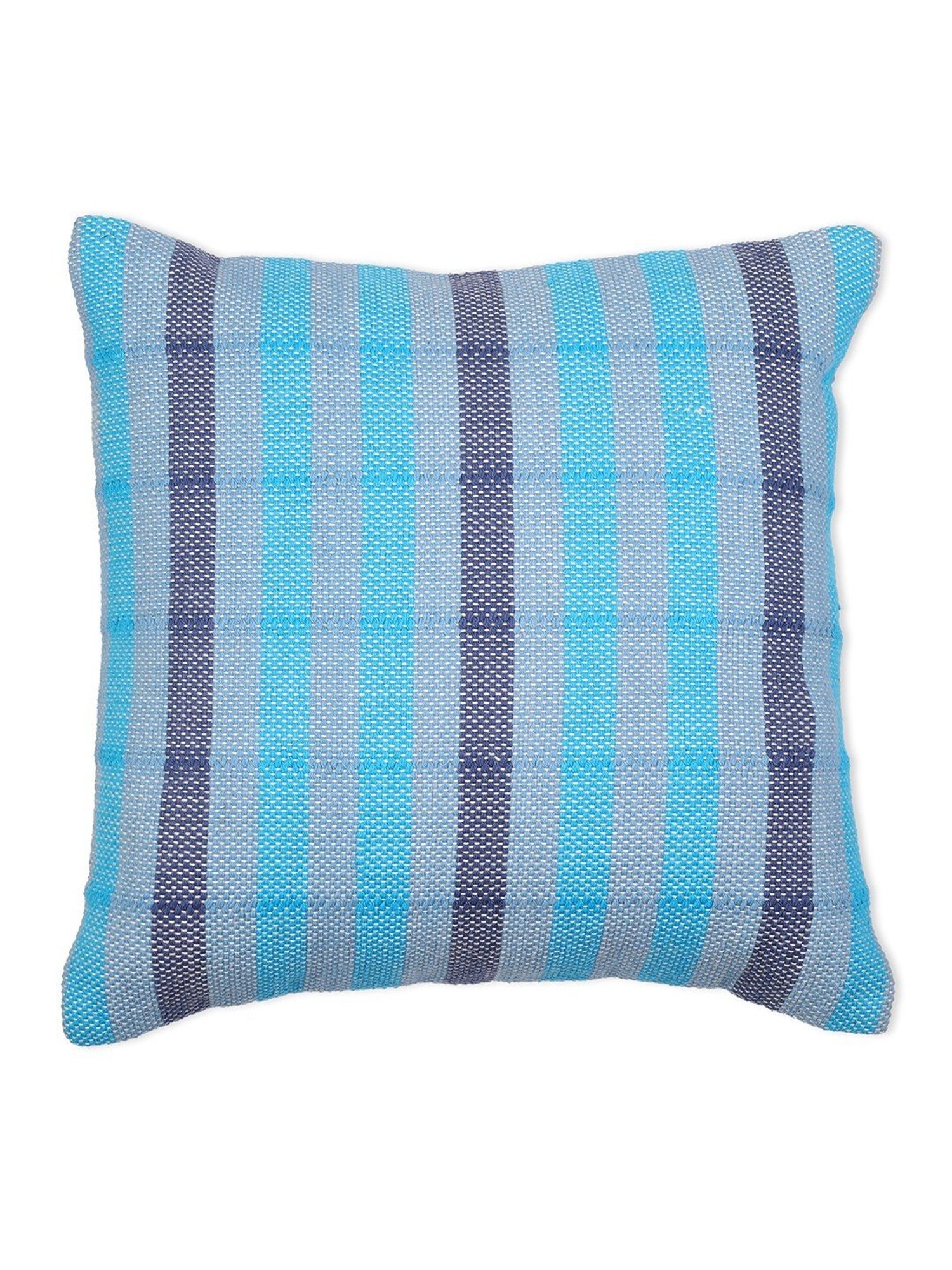 Spaces Spun Stripes Blue Cotton Cushion Cover