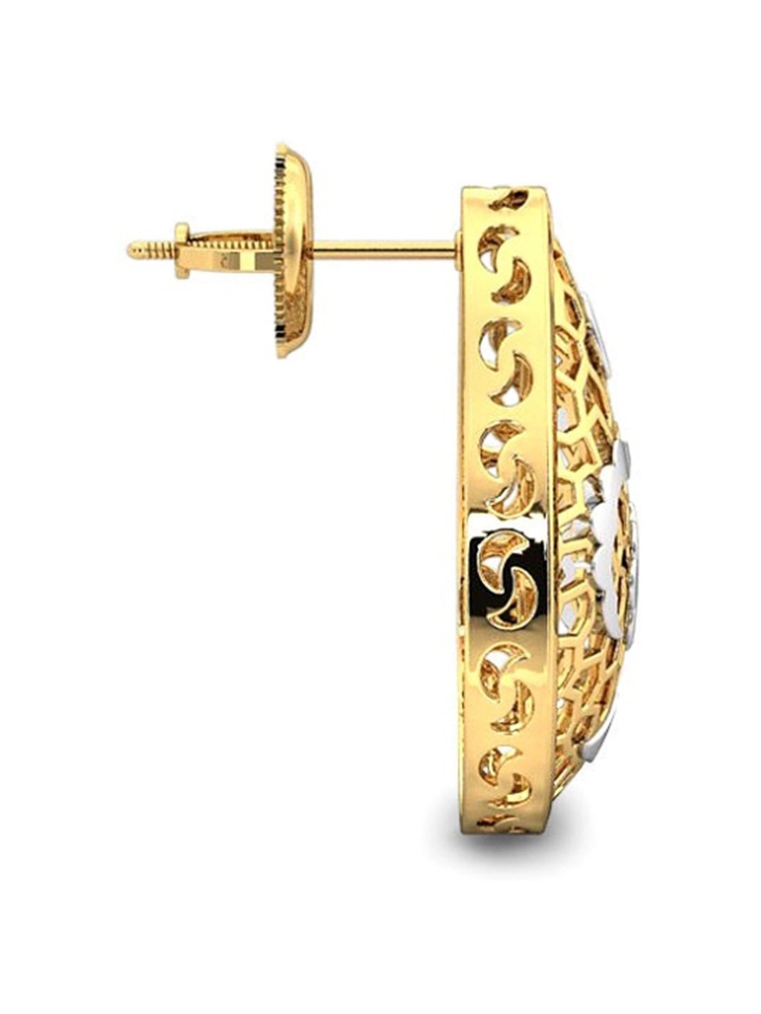 Candere by Kalyan Jewellers Peacock Collection 18k Yellow Gold Stud Earrings for Women