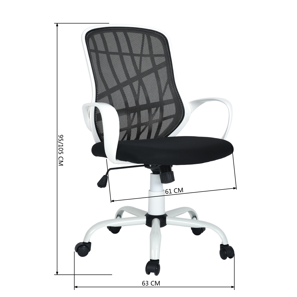 Furniture R White Mesh Swivel Office Chair