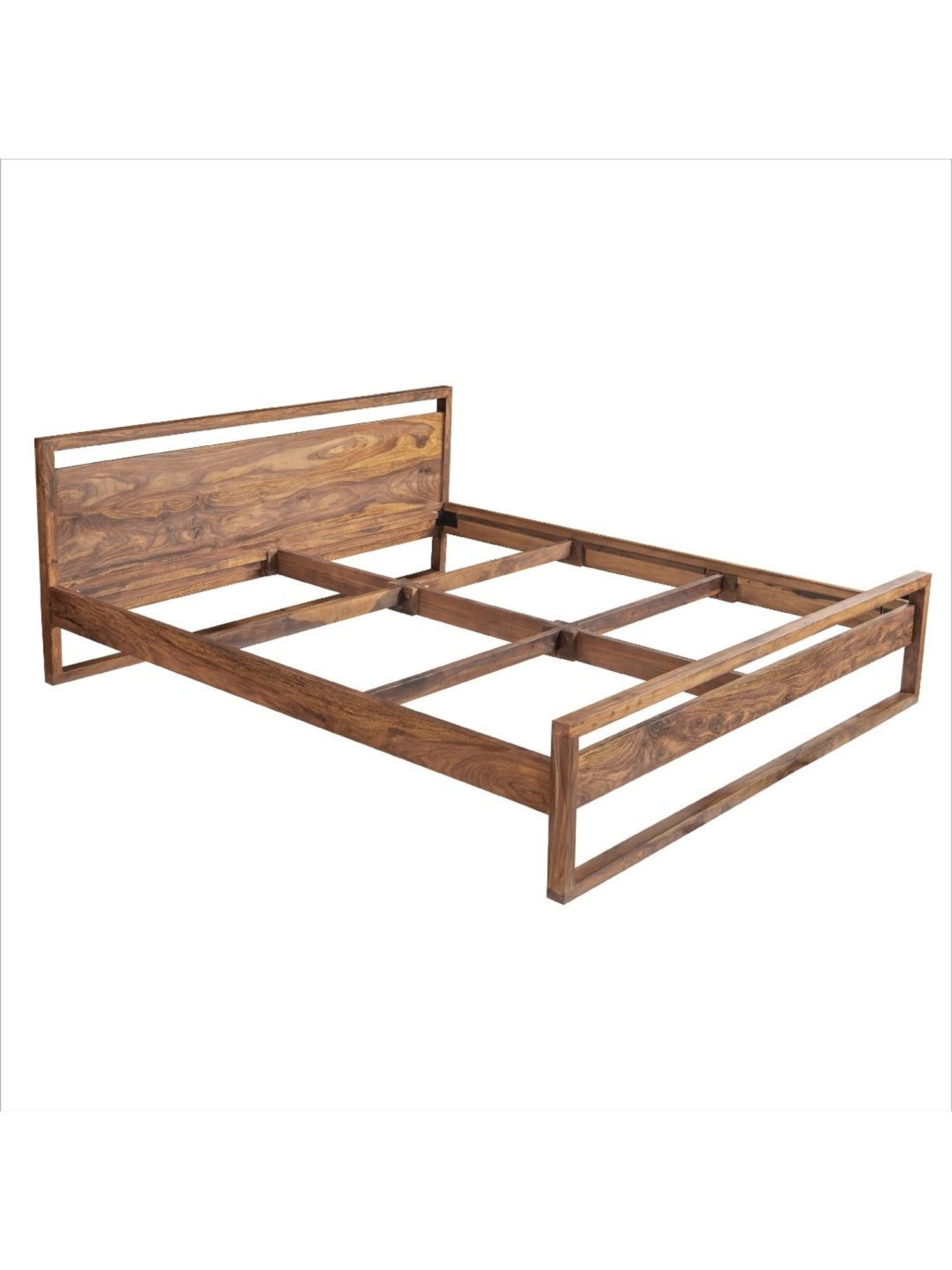 Duroflex Synergy Brown Sheesham Wood King Bed in Stone Finish