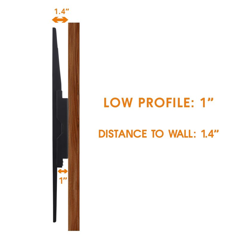 MegaMounts Heavy Duty Matte Black Finish Fixed Television Wall Mount