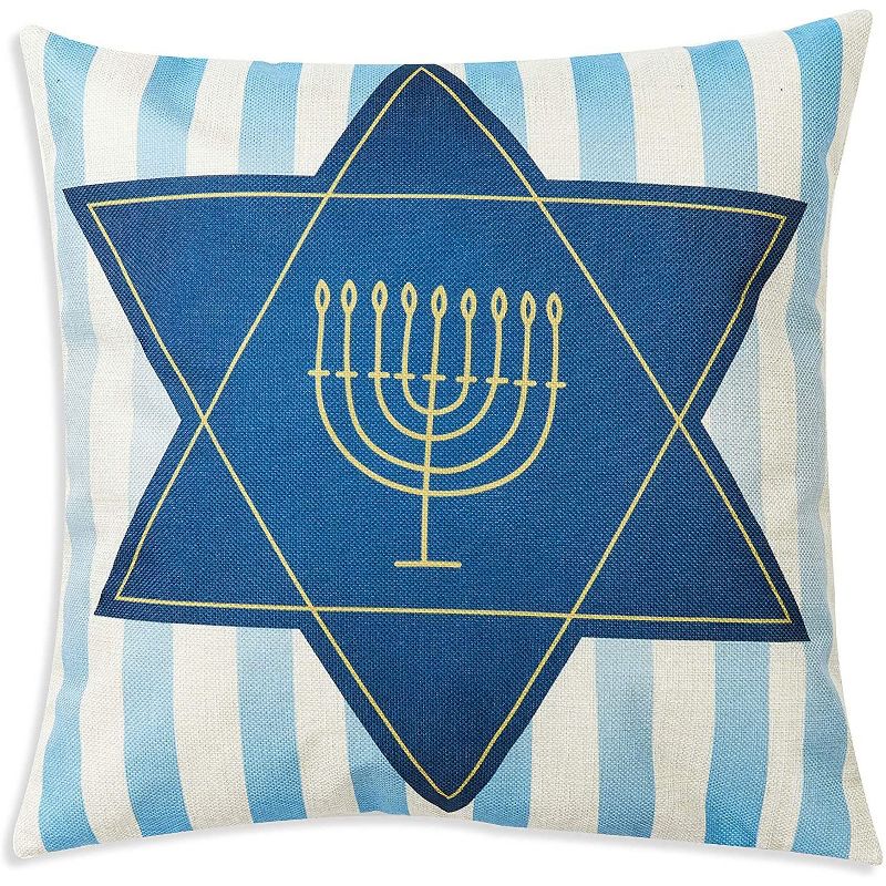 Juvale Set of 6 Hanukkah Decorative Pillow Case Cushion Covers 18 x 18 in, Blue
