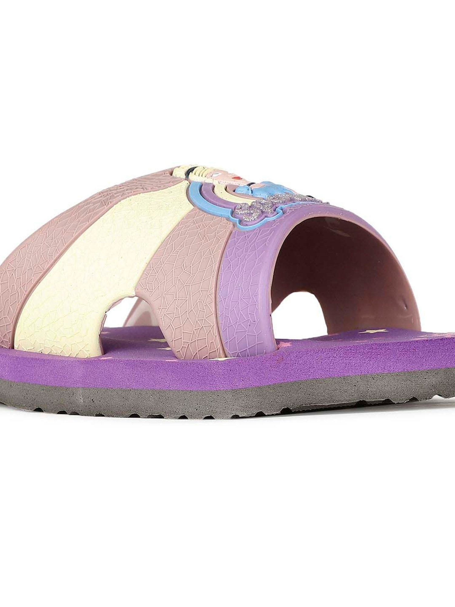 Disney by Bata Kids Purple & Cream Casual Slides