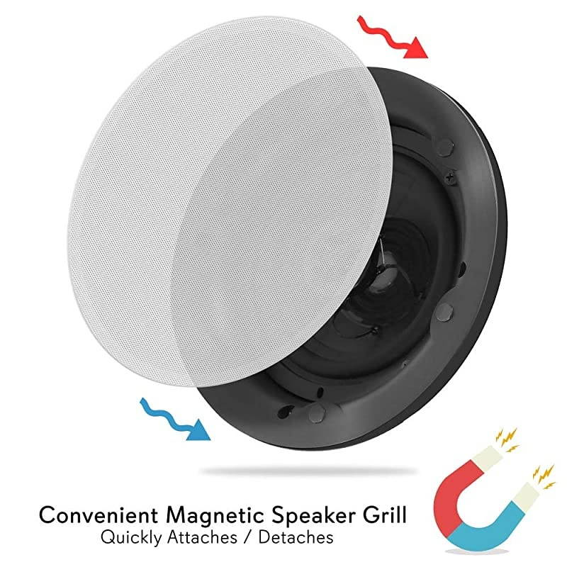 Ceiling and Wall Mount Speaker 8 2Way 70V Audio Stereo Sound Subwoofer Sound with Dome Tweeter 600 Watts inWall inCeiling Flush Mount for Home Surround System  PDIC8LT White