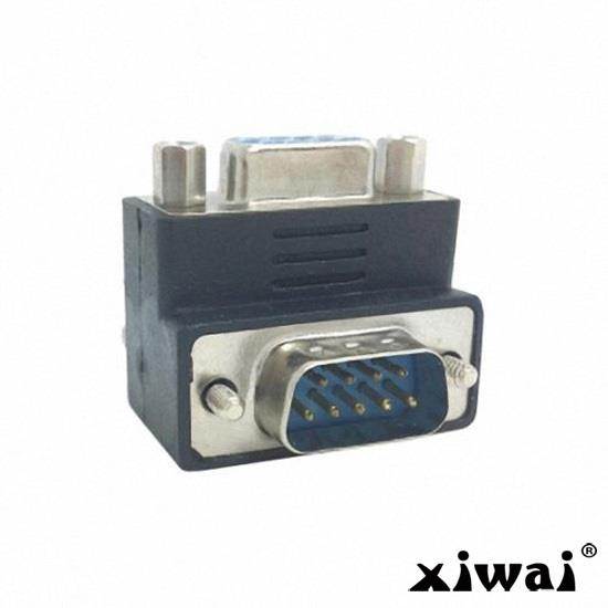 Xiwai Down Right Angled 270 degree RS232 D-Sub 9Pin Male screw type To Female Nut type extension Adapter