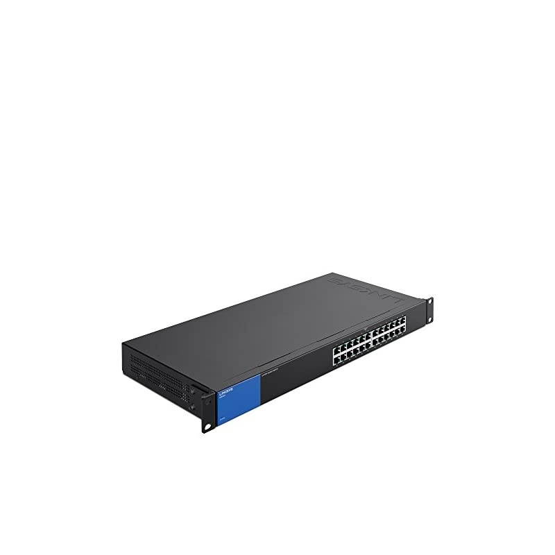 Business LGS124 24-Port Rackmount Gigabit Ethernet Unmanaged Network Switch I Metal Enclosure,Black; blue