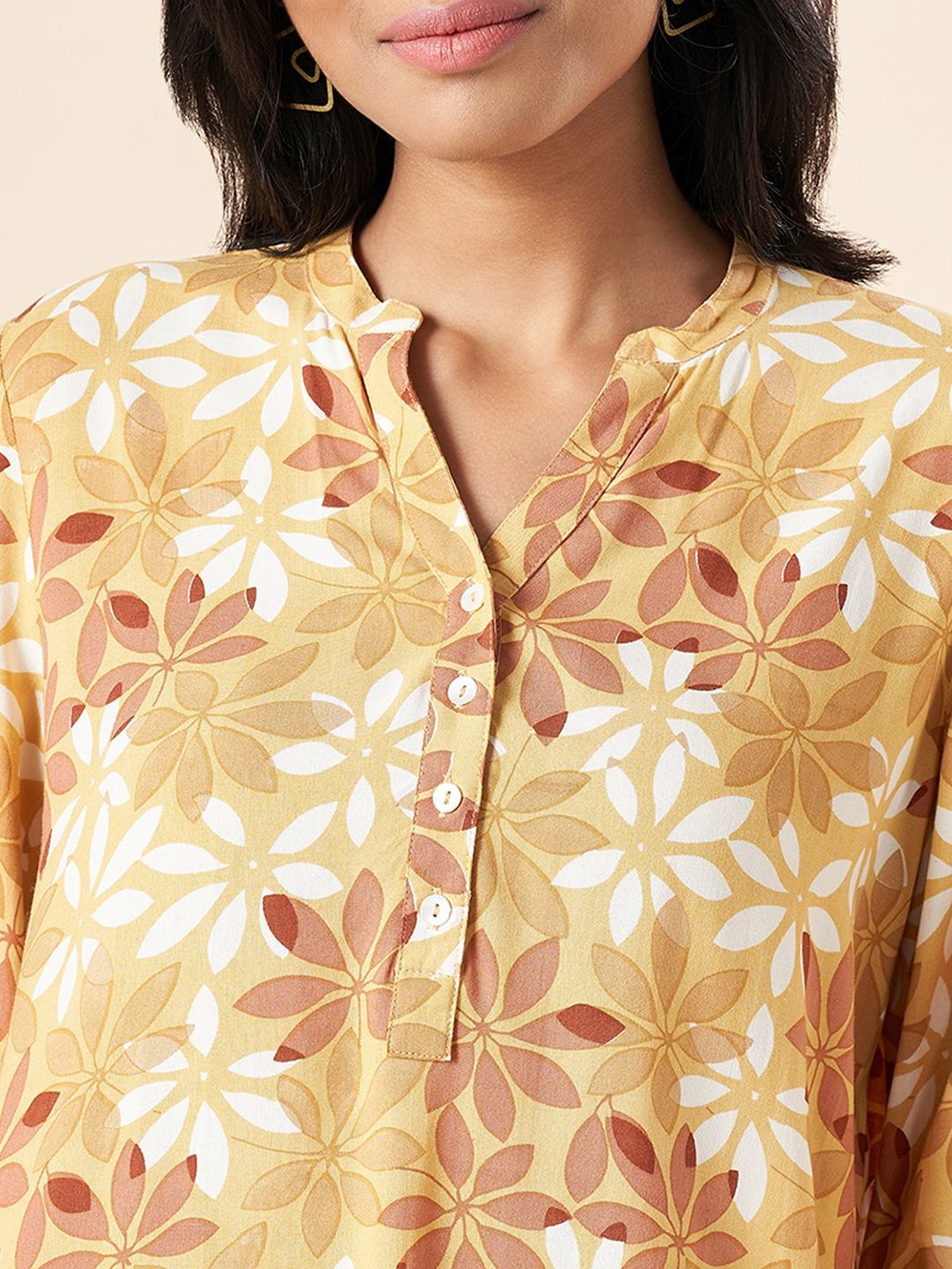 Akkriti by Pantaloons Mustard Printed Tunic