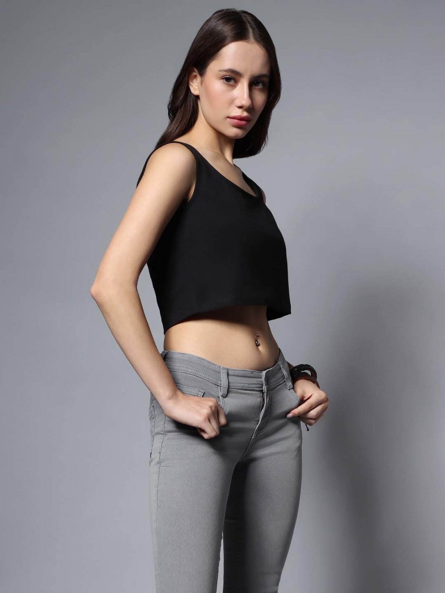 High Star Black Crop Top