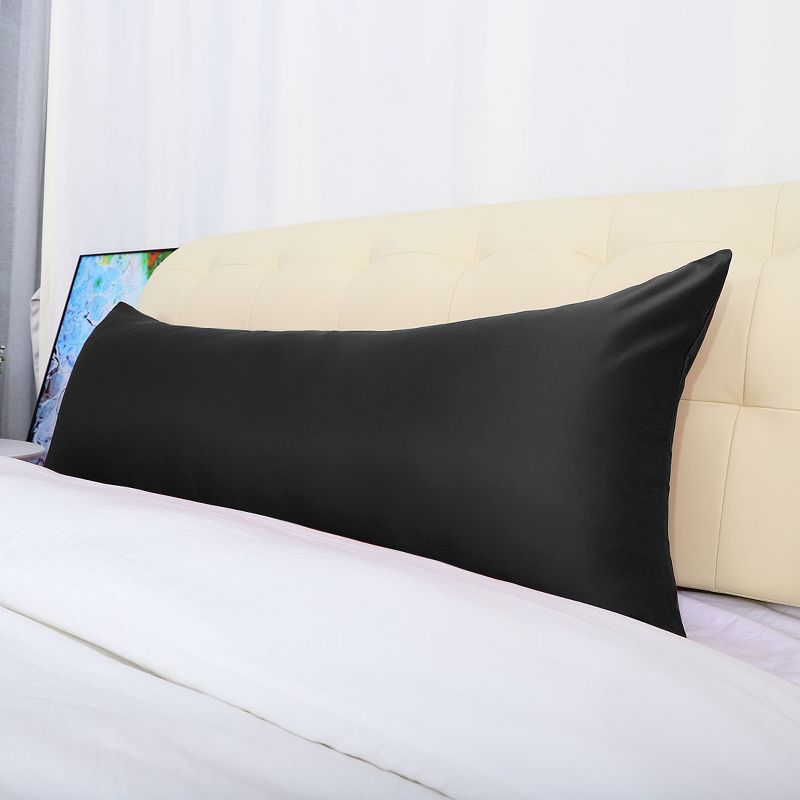 2 Pcs Body 20"x48" Satin Silky for Hair and Skin Pillowcase Black  - PiccoCasa