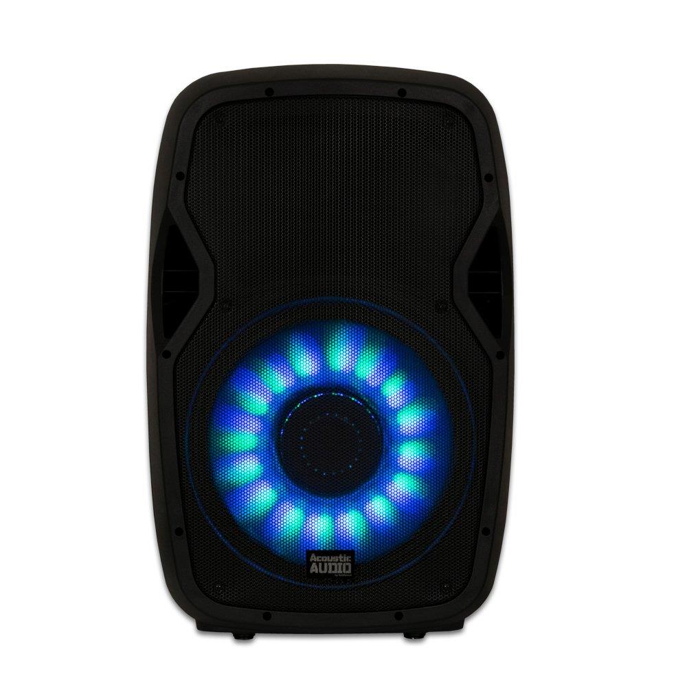 Acoustic Audio AA15LBS Powered 1000W 15" Bluetooth Flashing LED Speaker with Mic and Stand