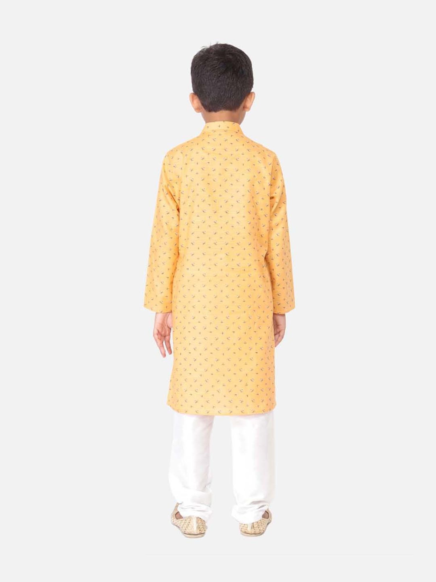 TABARD Kids Yellow & White Cotton Printed Kurta Set