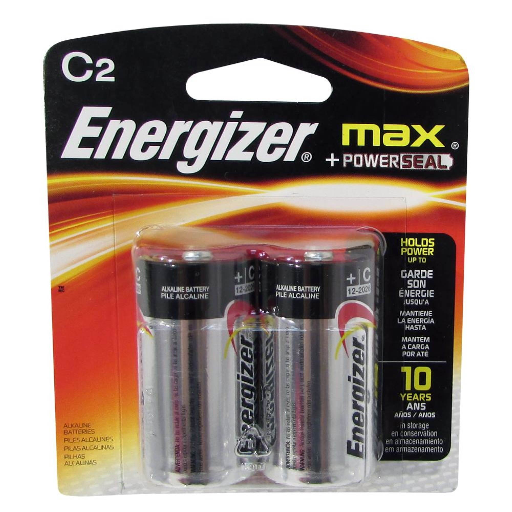 ENERGIZER Max Plus POWERSEAL 8350mAh 1.5V Size C Alkaline Battery, 2-pack