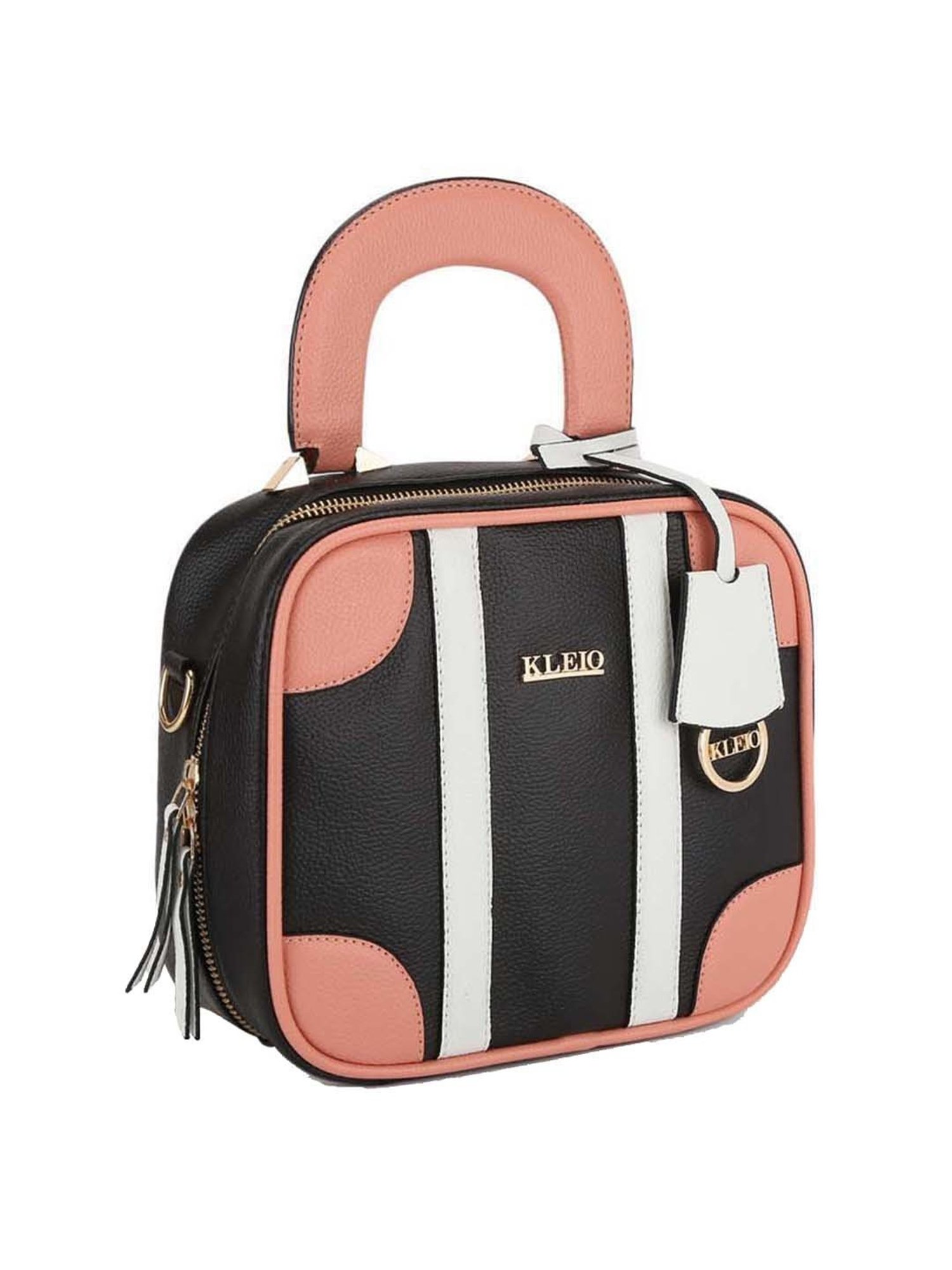 KLEIO Black Solid Medium Handbag